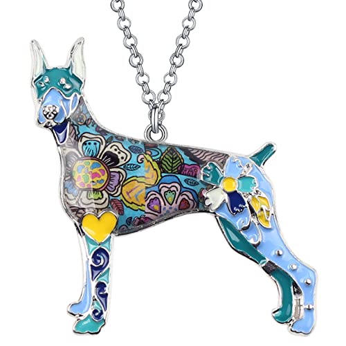 Enamel Doberman Dog Blue