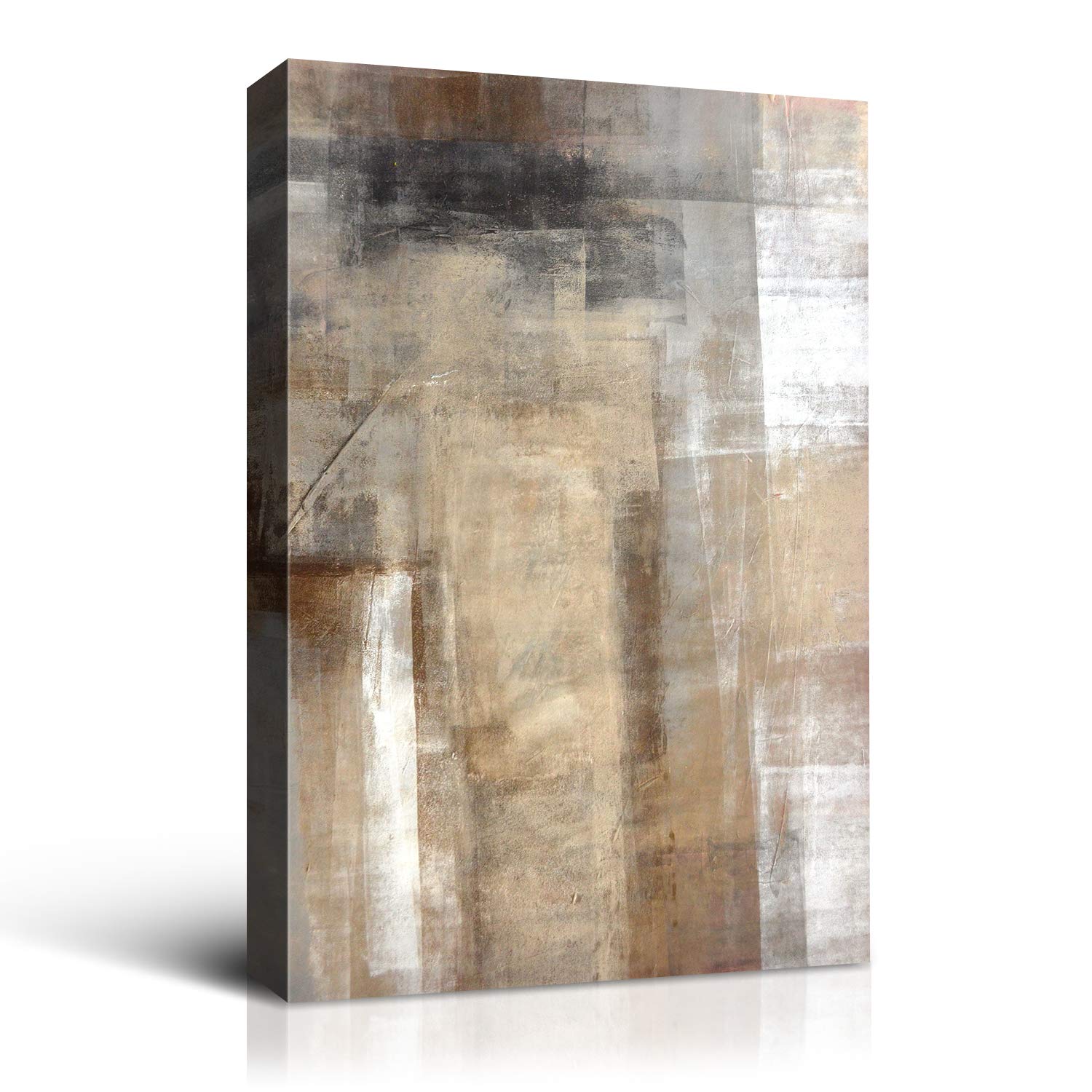 Denozer Abstract Brown Grey Canvas Wall Art Print - Modern Home Decor Painting for Living Room, Bedroom, Office (24x36 Inches) | Perfect for Contemporary Spaces & Gift Giving
