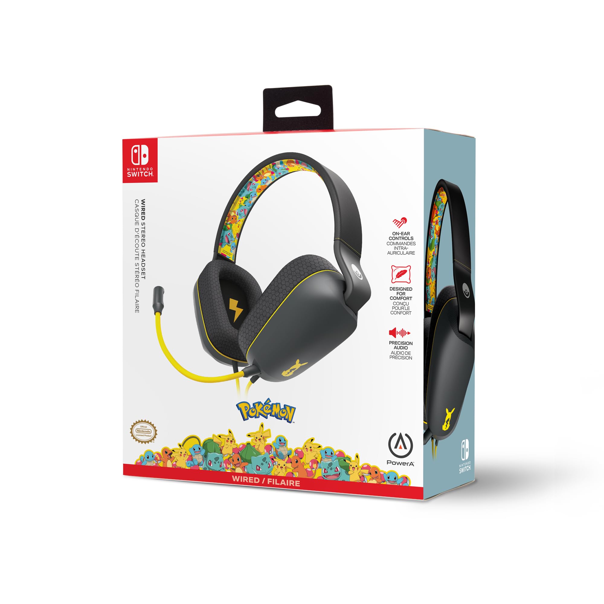 PowerA Wired Stereo Gaming Headset for Nintendo Switch - Officially Licensed Pokémon: Kanto Friends Design, 3.5mm Audio Jack, Comfortable Over-Ear Headphones - Perfect for Switch Gaming, Online Play & Travel