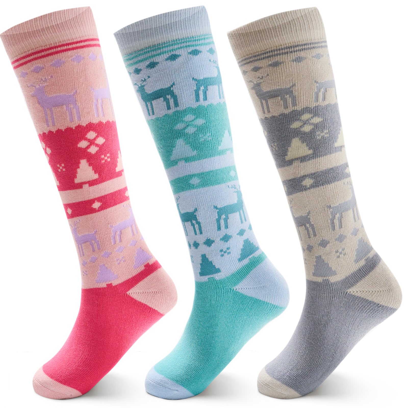 **Boys' Thermal Ski Socks - Warm Winter Long Socks for Kids - 3-Pack Cozy Multipack - Perfect for Snowboarding, Skiing & Cold Weather Activities**