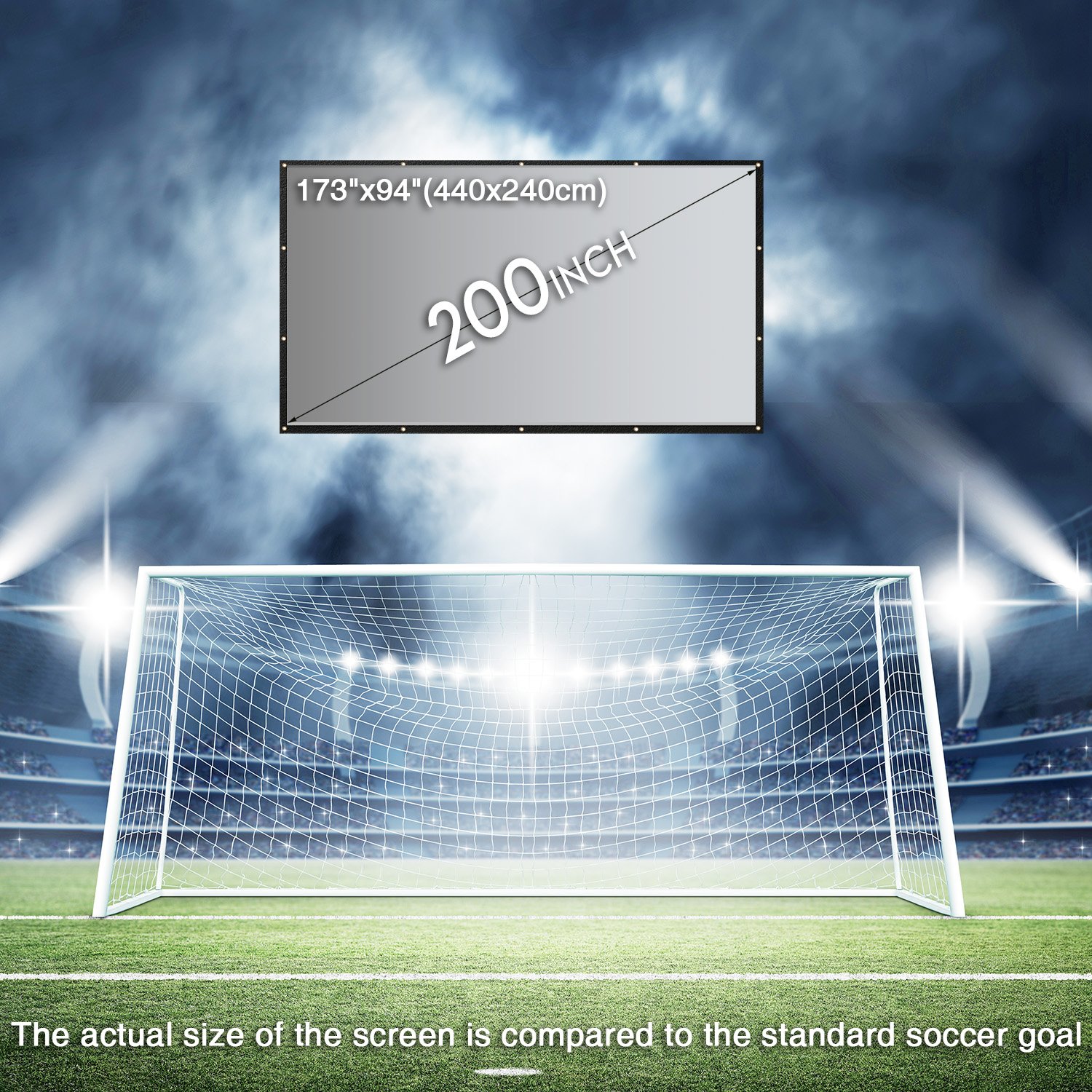 NIERBO 200 inch Projector Screen - ALR Metal Frame 2.4 Gain 3D Movie Screen 16:9 Aspect Ratio - Perfect for Home Theater, Backyard Movie Nights & Office Presentations