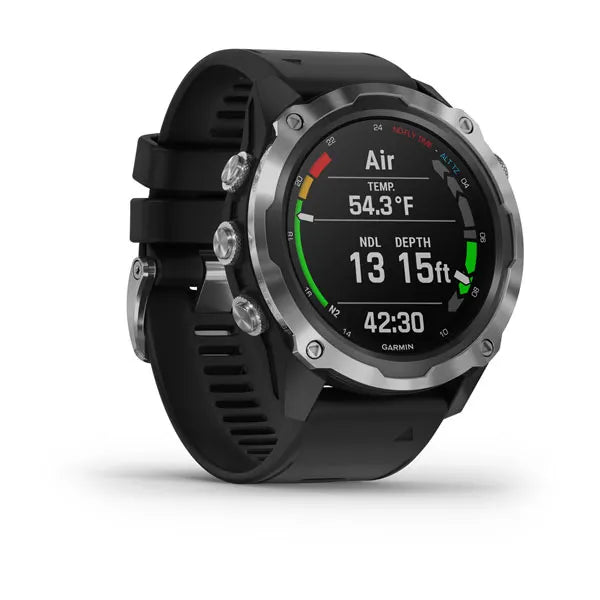 Garmin Descent Mk2 Dive Computer - Stainless Steel with Black Band | Professional Scuba Diving Watch for Underwater Exploration & Freediving