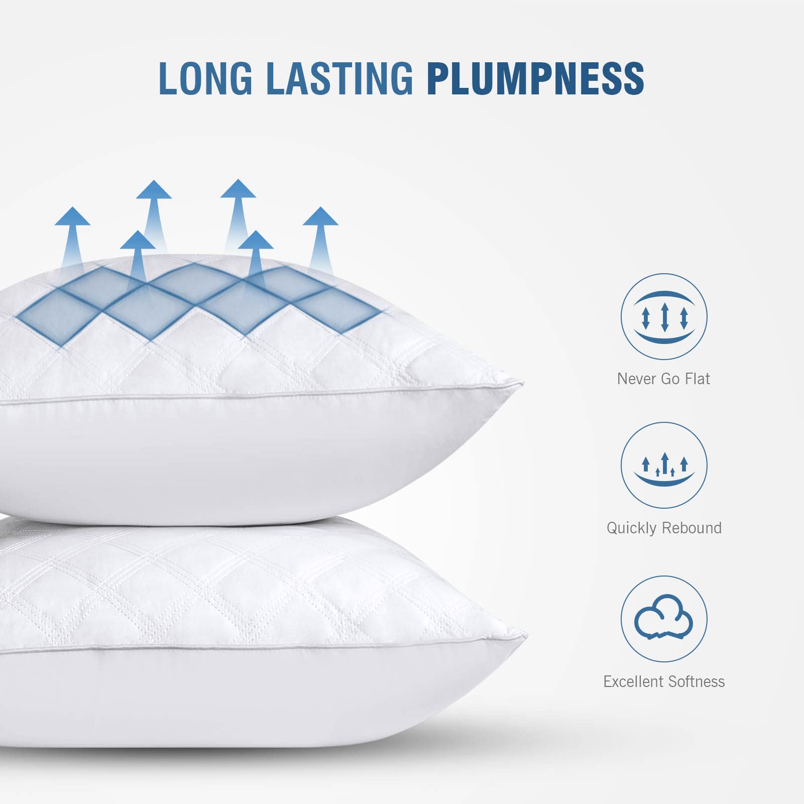 Premium Standard Size Bed Pillows Set of 2 (20x26) - Medium Firm Down Alternative Pillows for Side & Back Sleepers, Hotel Quality Gel-Infused Sleeping Pillows | Ideal for Home, Guest Room & Travel Use