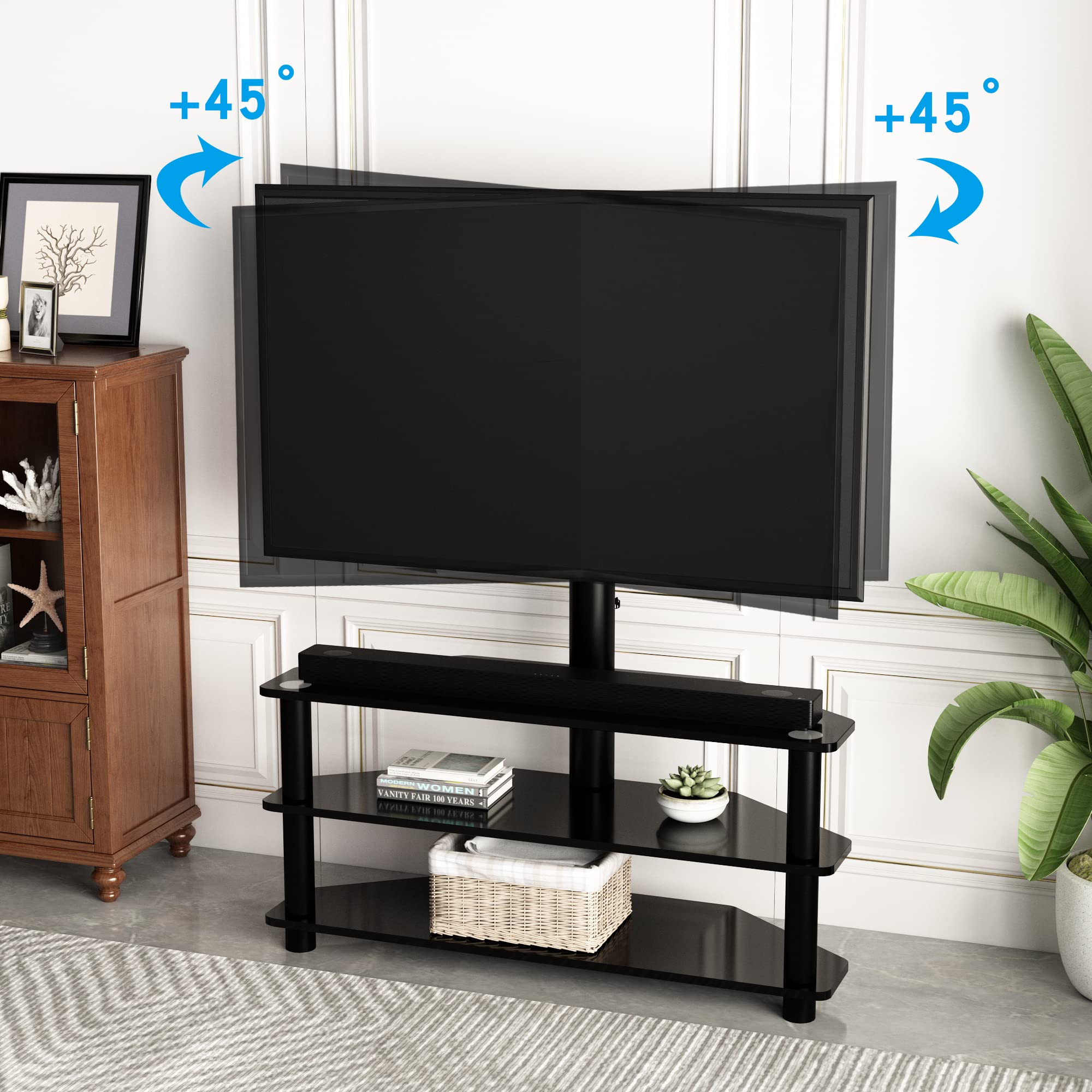 Adjustable TV Stand with Swivel Mount for 32-65 Inch TVs - Modern Entertainment Center with Cable Management & Height Adjustment - Perfect for Living Room, Bedroom & Home Theater Setup