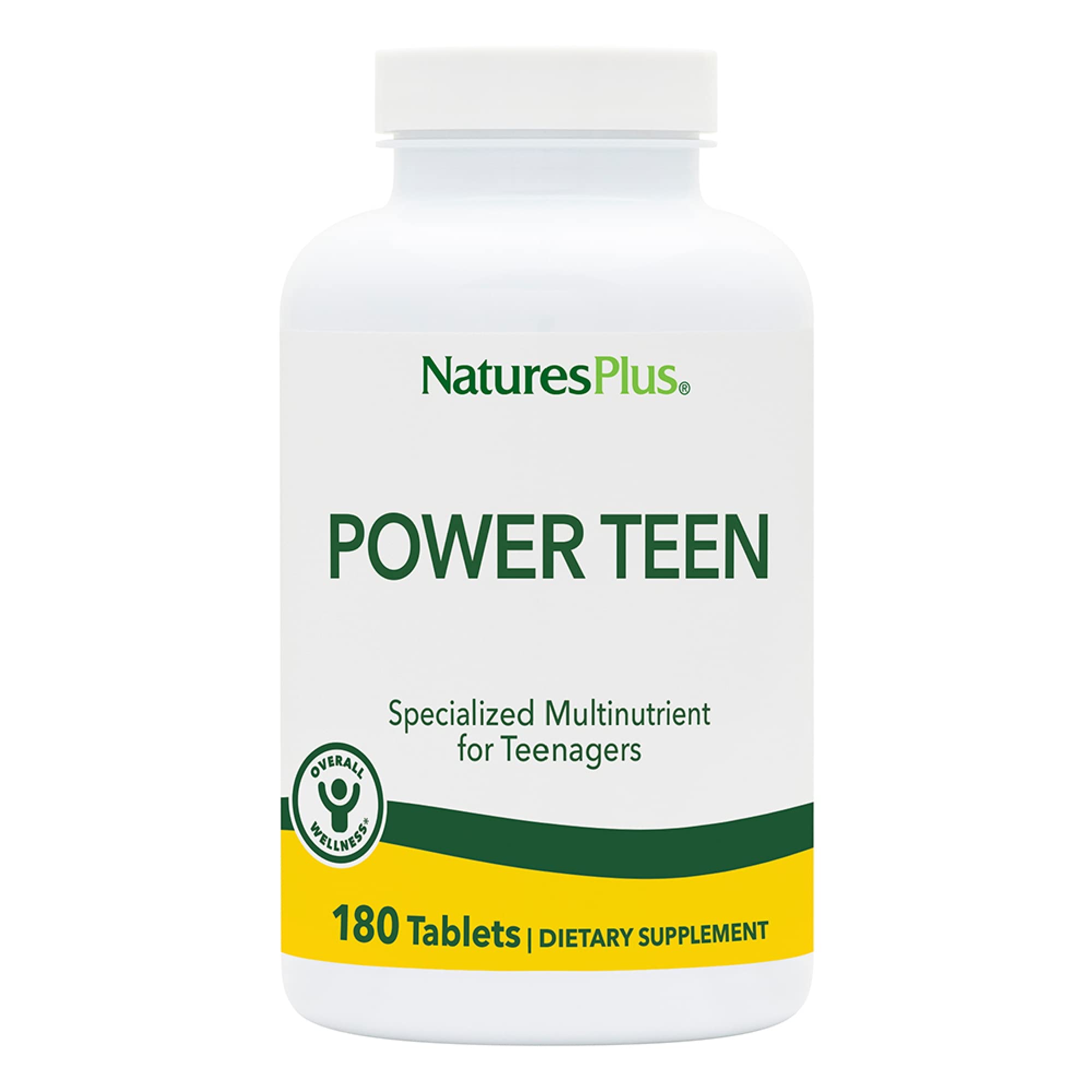 NaturesPlus Source of Life Power Teen Multivitamin - 180 Vegetarian Tablets with Minerals & Whole Foods for Mental Focus & Energy Boost | Gluten-Free Teen Supplement | 90 Servings | Supports Study, Sports & Active Teen Lifestyle