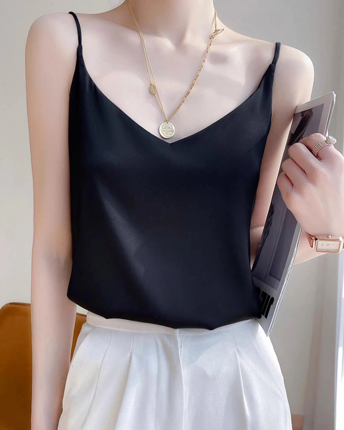Luxury Spaghetti Strap Silk Camisole for Women - Soft Satin Nightgown & Loungewear - Perfect for Sleepwear, Date Nights & Summer Outfits