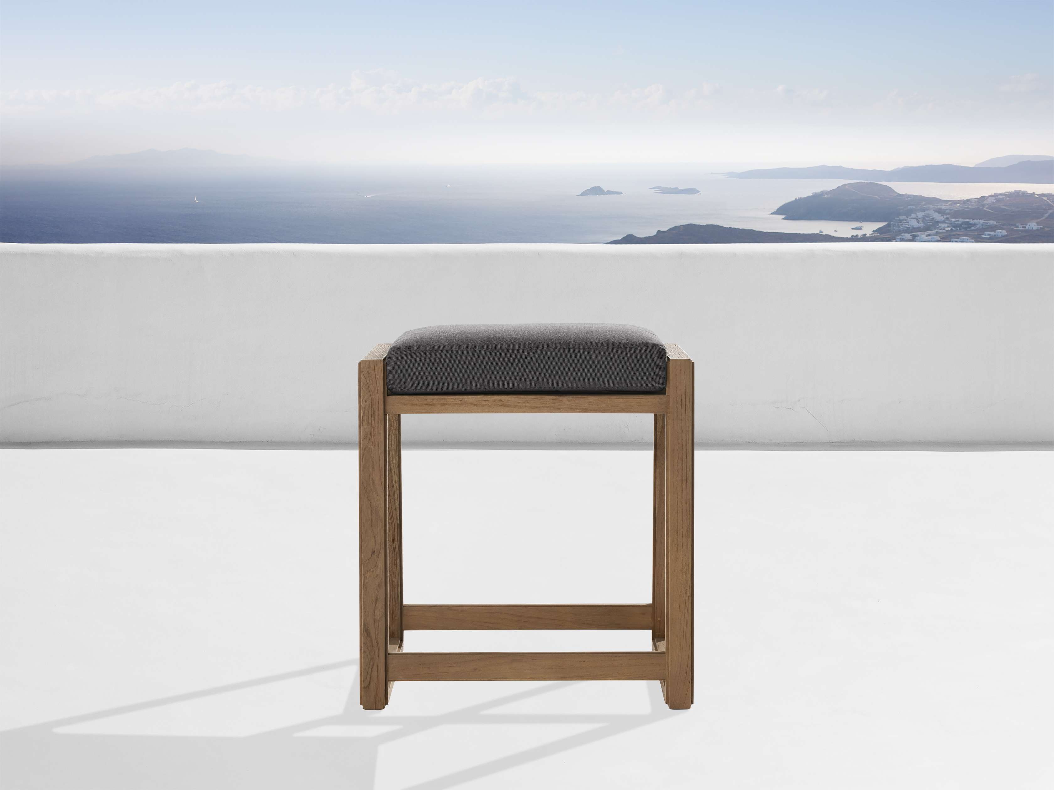 Premium Teak Wood Backless Bar Stool - Outdoor & Indoor Counter Height Stool for Kitchen, Patio, and Dining Areas