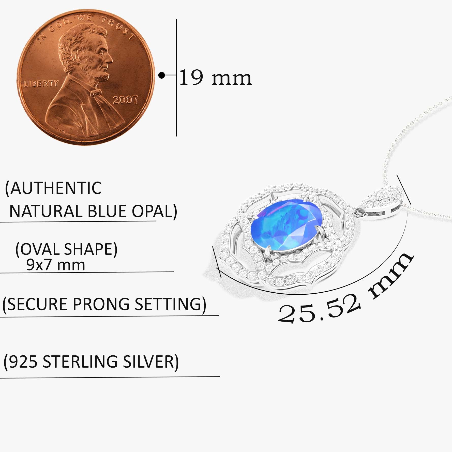 Multifire Blue Opal Gemstone Charm Pendant Necklace - Elegant Jewelry for Women, Perfect for Gift Giving, Parties & Special Occasions