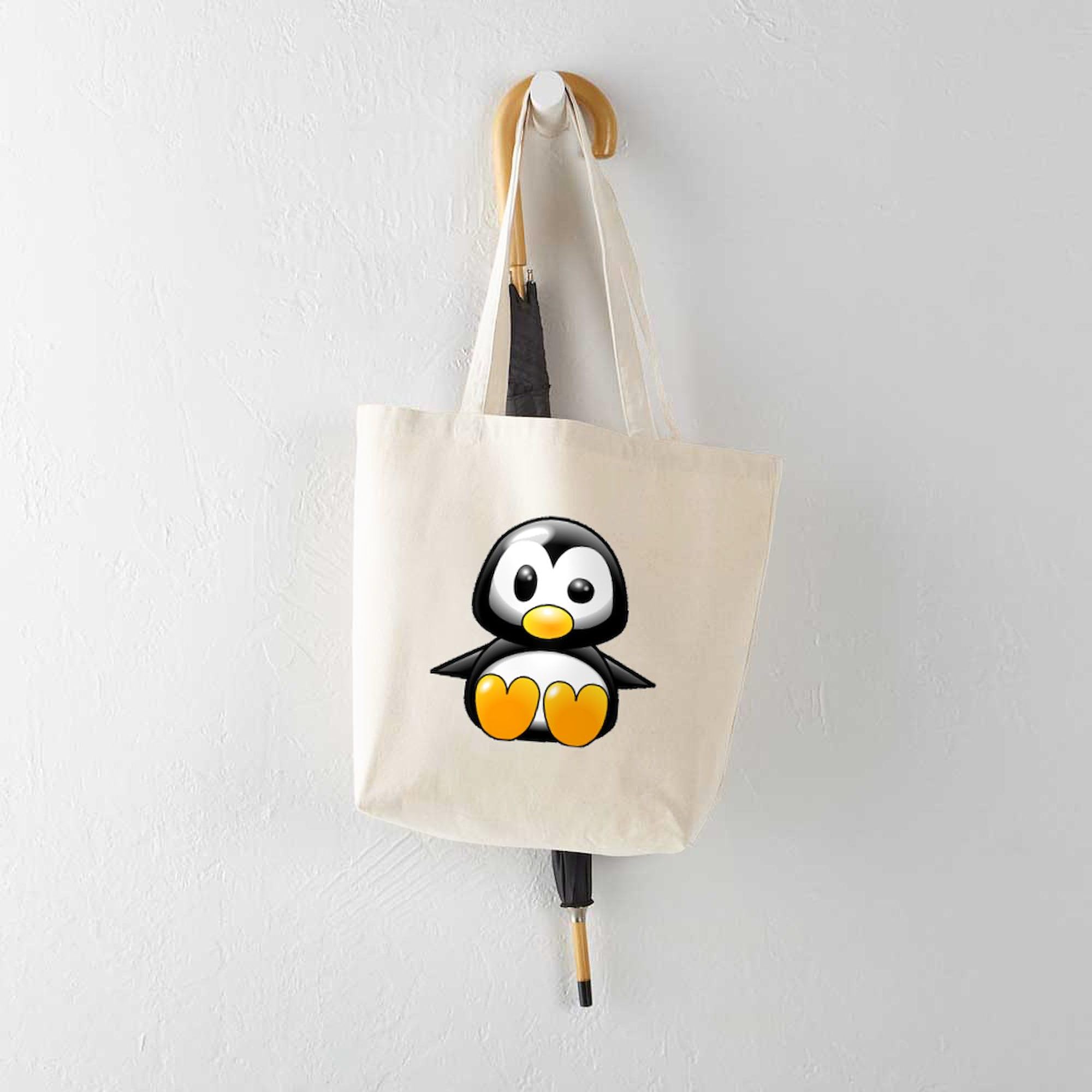 Funny Penguin Tote Bag - Eco-Friendly Natural Canvas Reusable Shopping Bag for Groceries, Beach & Daily Use | CafePress