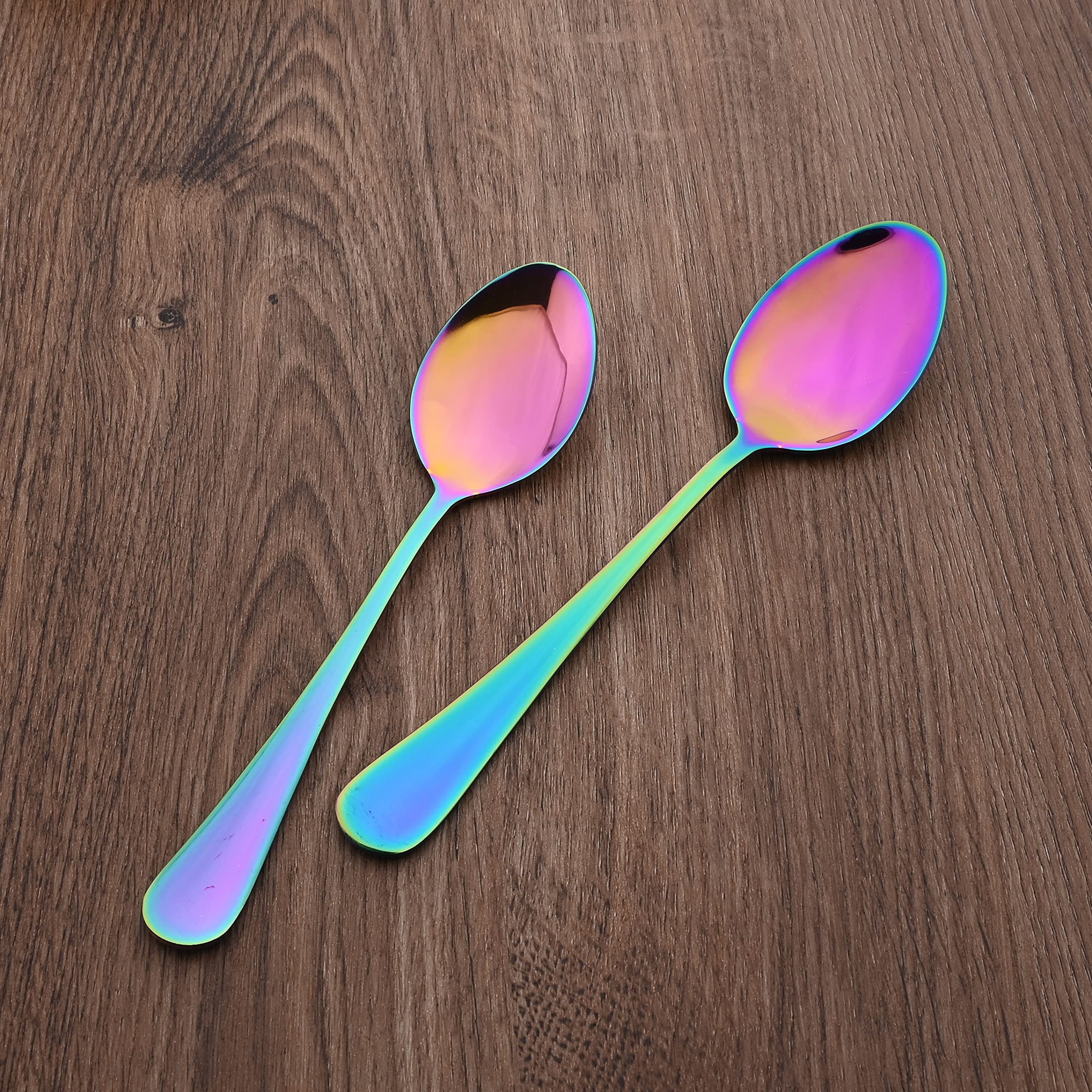 12-Piece Rainbow Stainless Steel Flatware Set - Mirror Polished Dinner Forks & Spoons (8 Inch, Dishwasher Safe) - Perfect for Parties, Weddings, and Everyday Dining