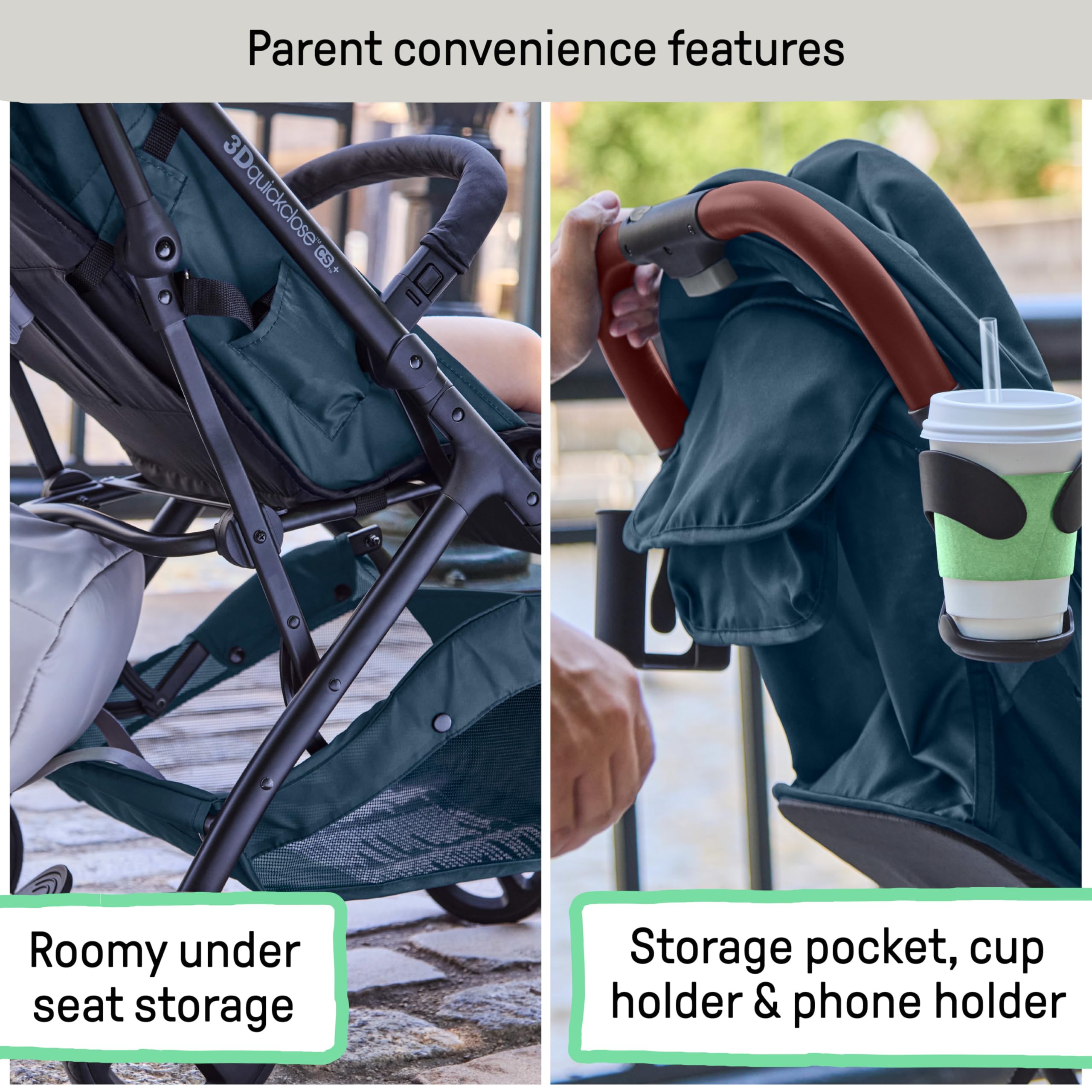 Ingenuity 3Dquickclose CS+ Compact Fold Stroller - Lightweight Baby Stroller with Oversized Canopy, Extra-Large Storage Basket & One-Hand Fold | Perfect for Travel, Shopping & City Walks