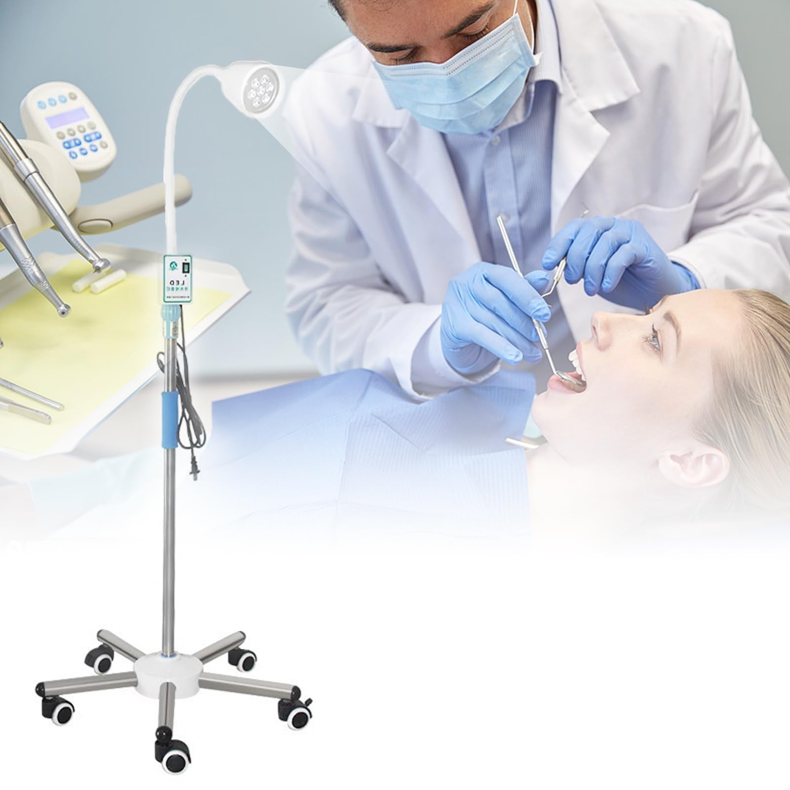 Shadowless LED Medical Exam Light with Adjustable Gooseneck & Mobile Base - Floor Standing Surgical Lamp for Gynecology, Ophthalmology & Tattoo Studios - Perfect for Clinics, Hospitals & Medical Offices