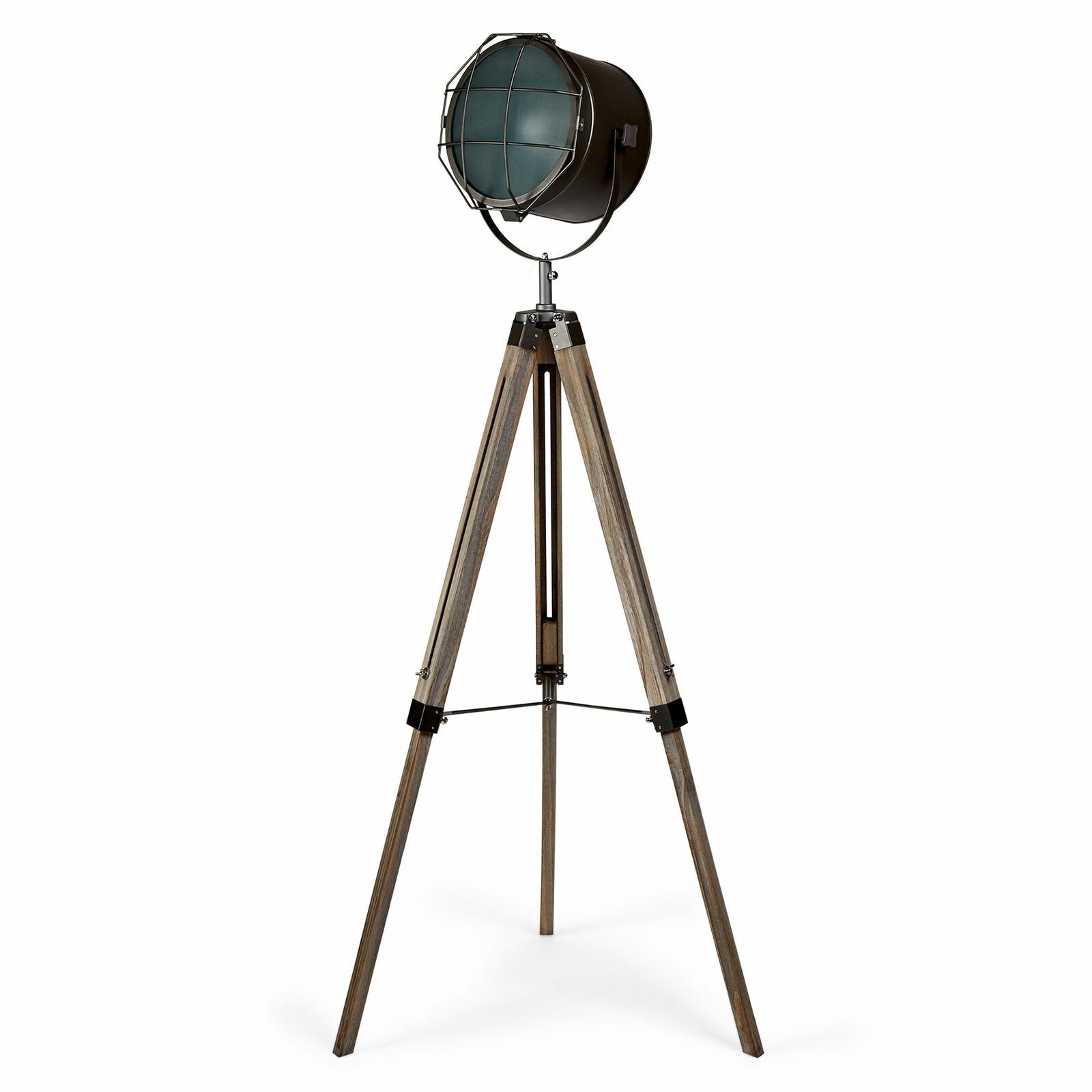 153cm Nautical Tripod Floor Lamp with Matte Grey Head - Adjustable Spotlight for Living Room, Bedroom, or Office Lighting Decor