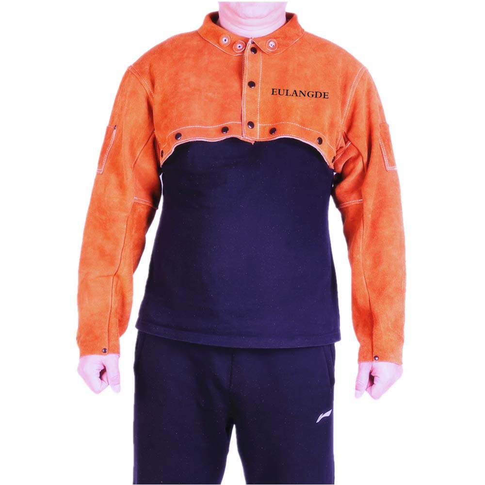 Premium Heat Resistant Leather Welding Cape Sleeve - Adjustable Cuffs & Collar for Men & Women (Brown, Medium) | Ideal for Welding, Metalwork, DIY Projects & Industrial Safety Protection