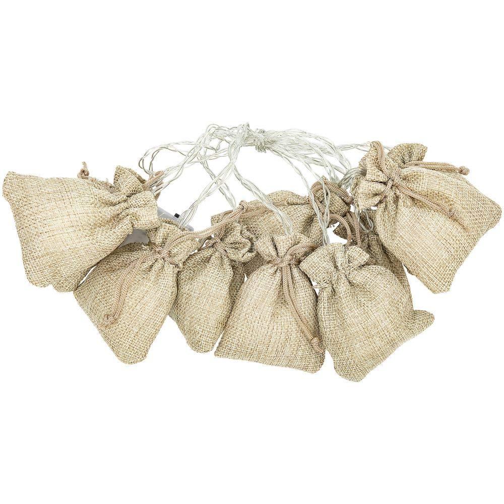 Southern Homewares Burlap Bag LED String Lights - 20ft Warm White Fairy Lights for Indoor/Outdoor Party Decor, Wedding, Backyard, Camping, Dorm Room & Home Ambiance Lighting