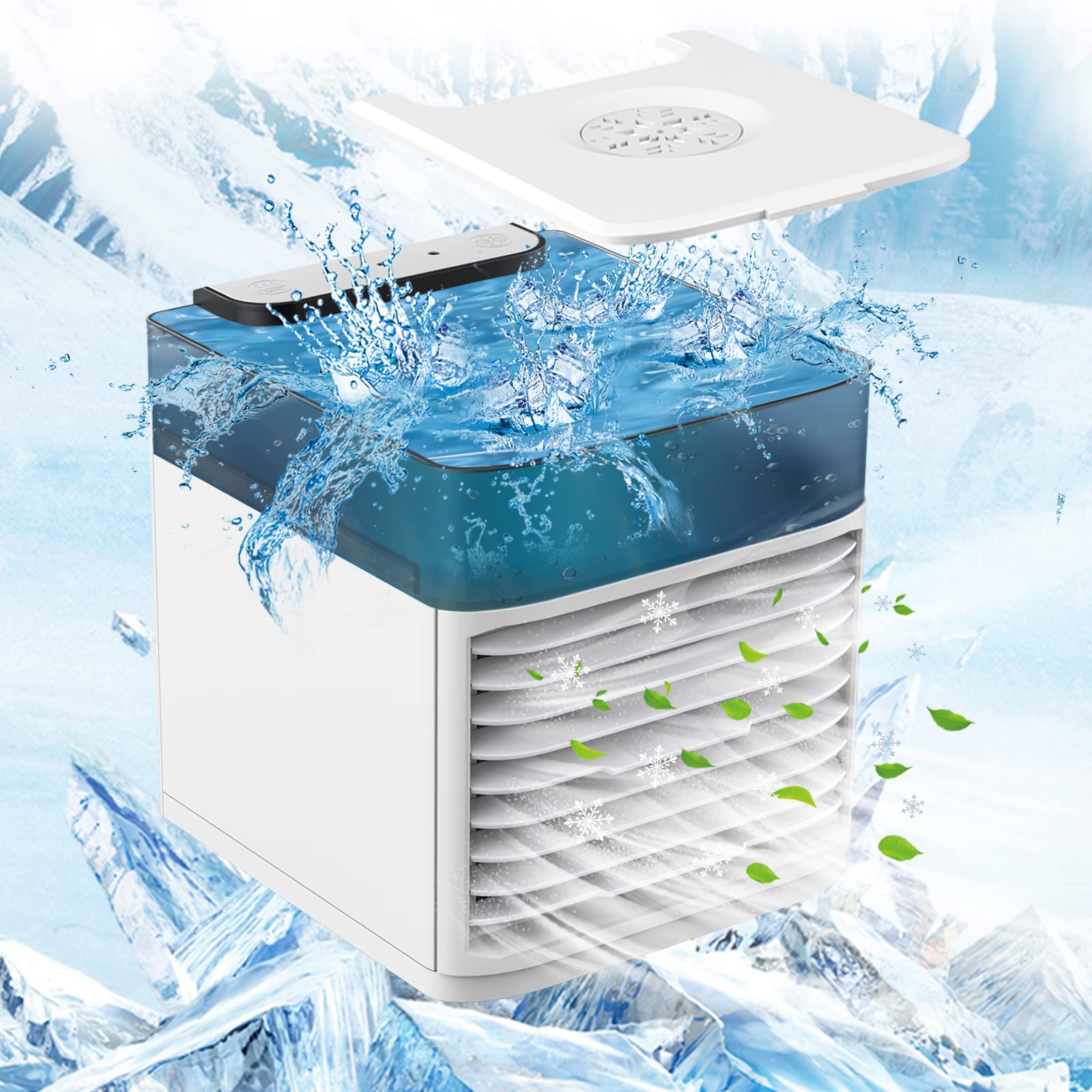 Portable Air Conditioner - Mini Personal Evaporative Air Cooler with LED Light & USB, Quiet Cooling Fan for Home, Office, Camping, Bedroom, Dorm - Perfect for Summer, Travel & Outdoor Activities