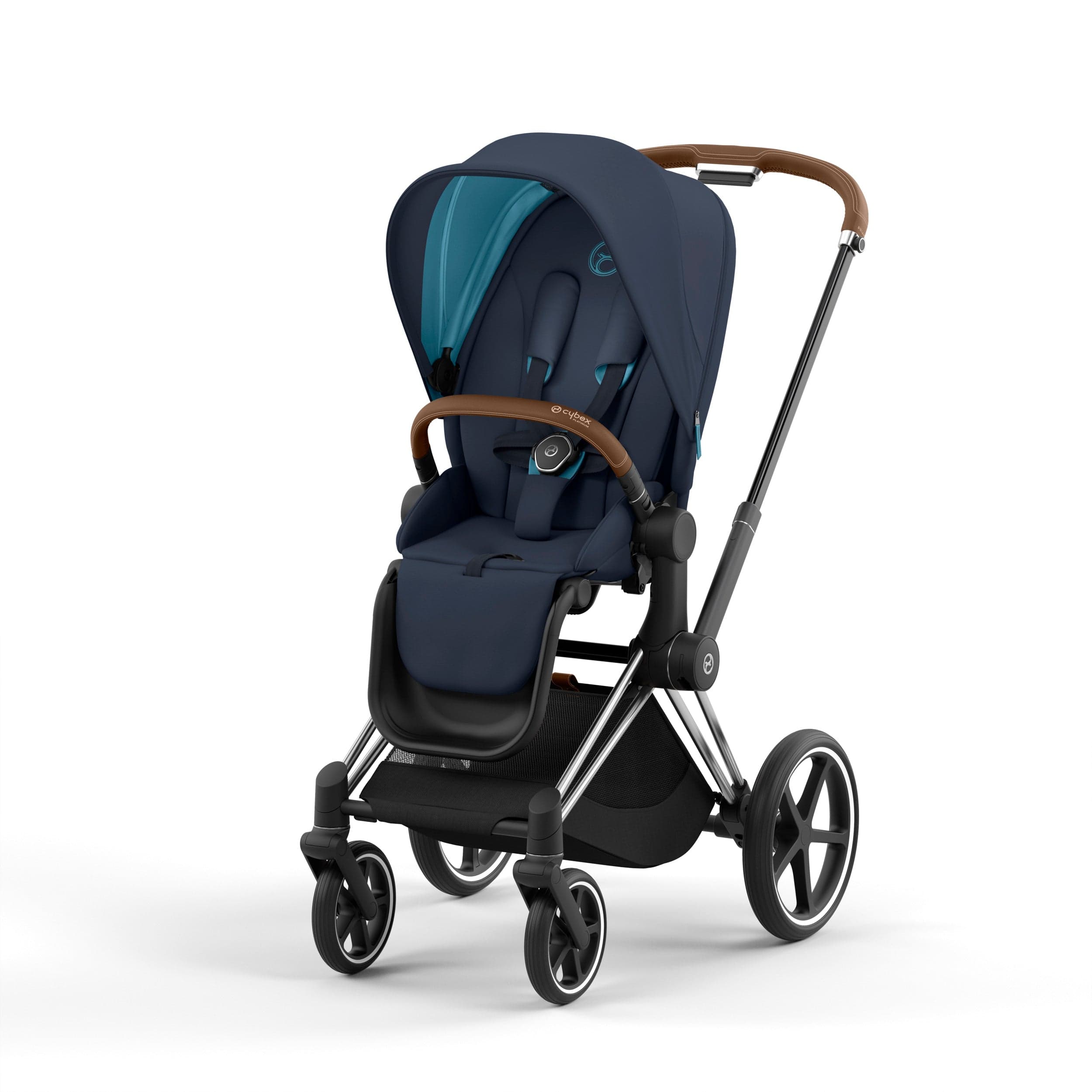 Cybex Priam 4 Complete Stroller - Chrome/Brown Luxury Baby Stroller with All-Wheel Suspension | Perfect for City Walks, Travel & Everyday Use