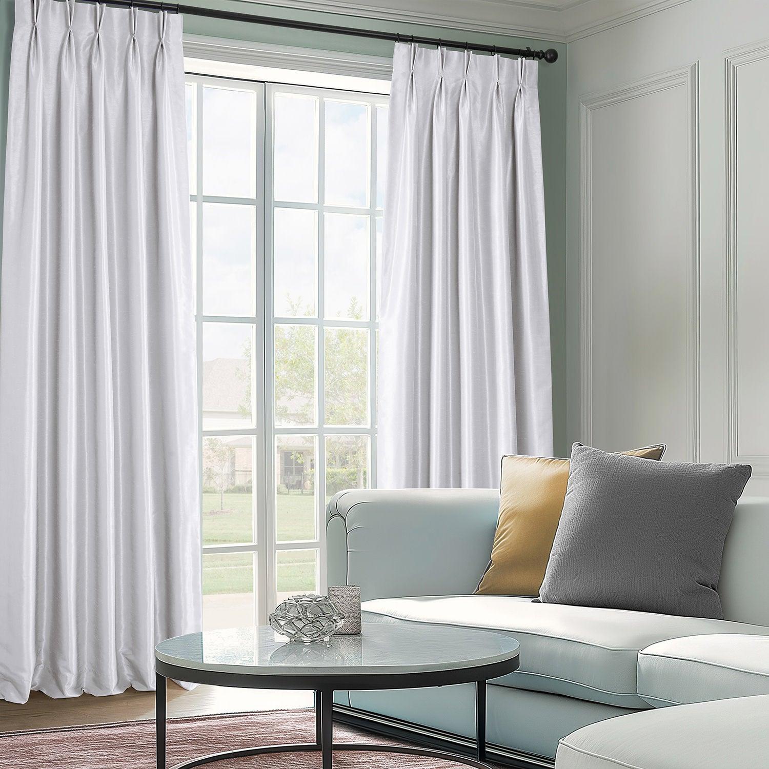 Elegant Ice French Pleat Vintage Textured Faux Dupioni Silk Blackout Curtains for Bedroom & Living Room - Light Blocking Thermal Insulated Window Drapes
