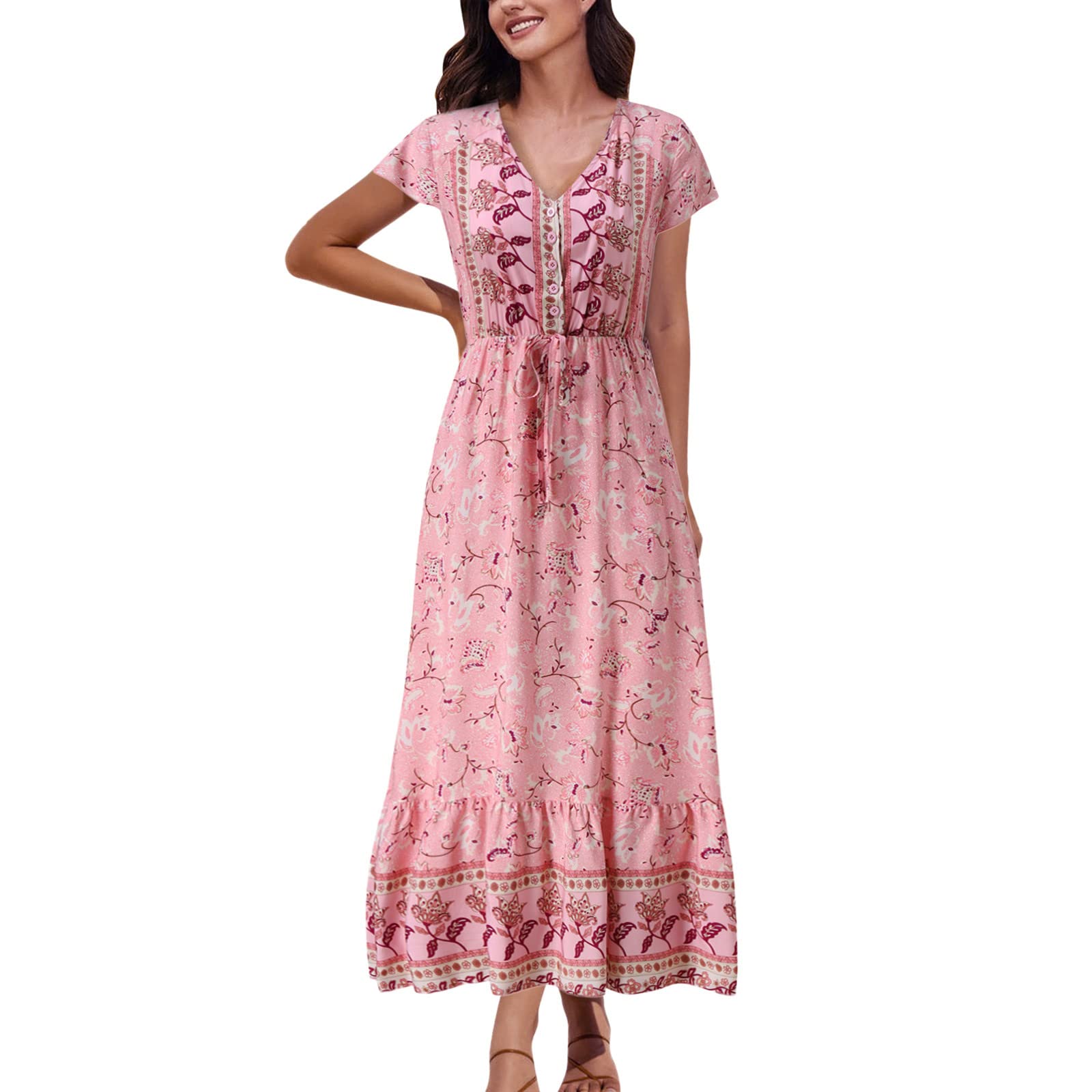 Women's Casual Summer Dresses 2022 - Floral Print Short Sleeve Elegant Fashion Dress for Spring & Summer | Perfect for Beach Vacations, Date Nights & Outdoor Parties