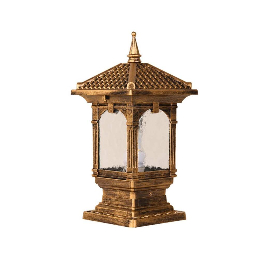 Vintage Bronze Aluminum Outdoor Waterproof Column Headlights - Pillar Lantern Landscape Lighting Fixtures for Courtyard, Villa Décor, Pathway & Door Post Lighting | Perfect for Garden, Patio, Driveway and Community Lighting