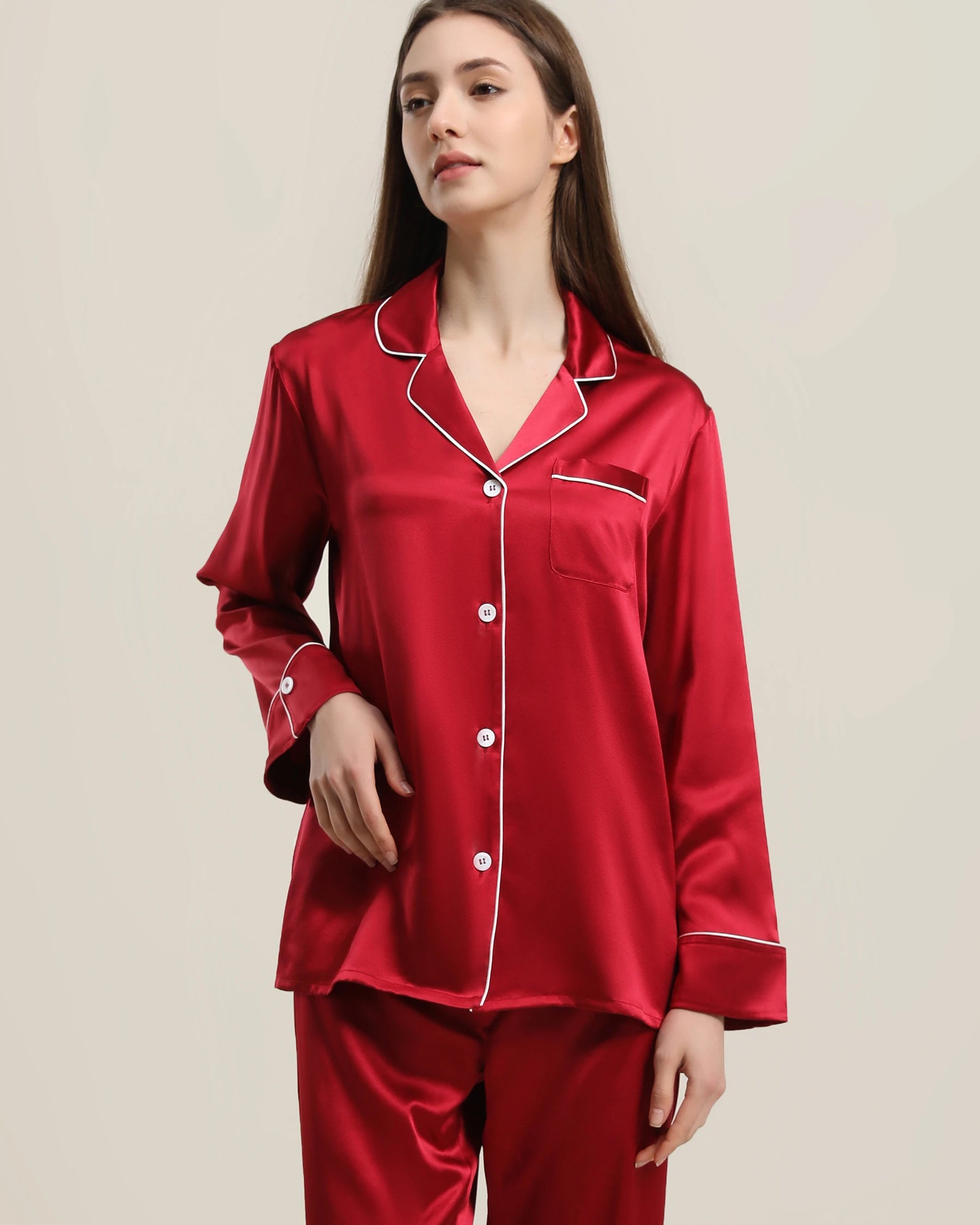 22 Momme Classic Silk Pajamas Set for Women - Luxurious 100% Mulberry Silk Sleepwear - Soft & Breathable Nightwear for Comfortable Sleep & Relaxation at Home