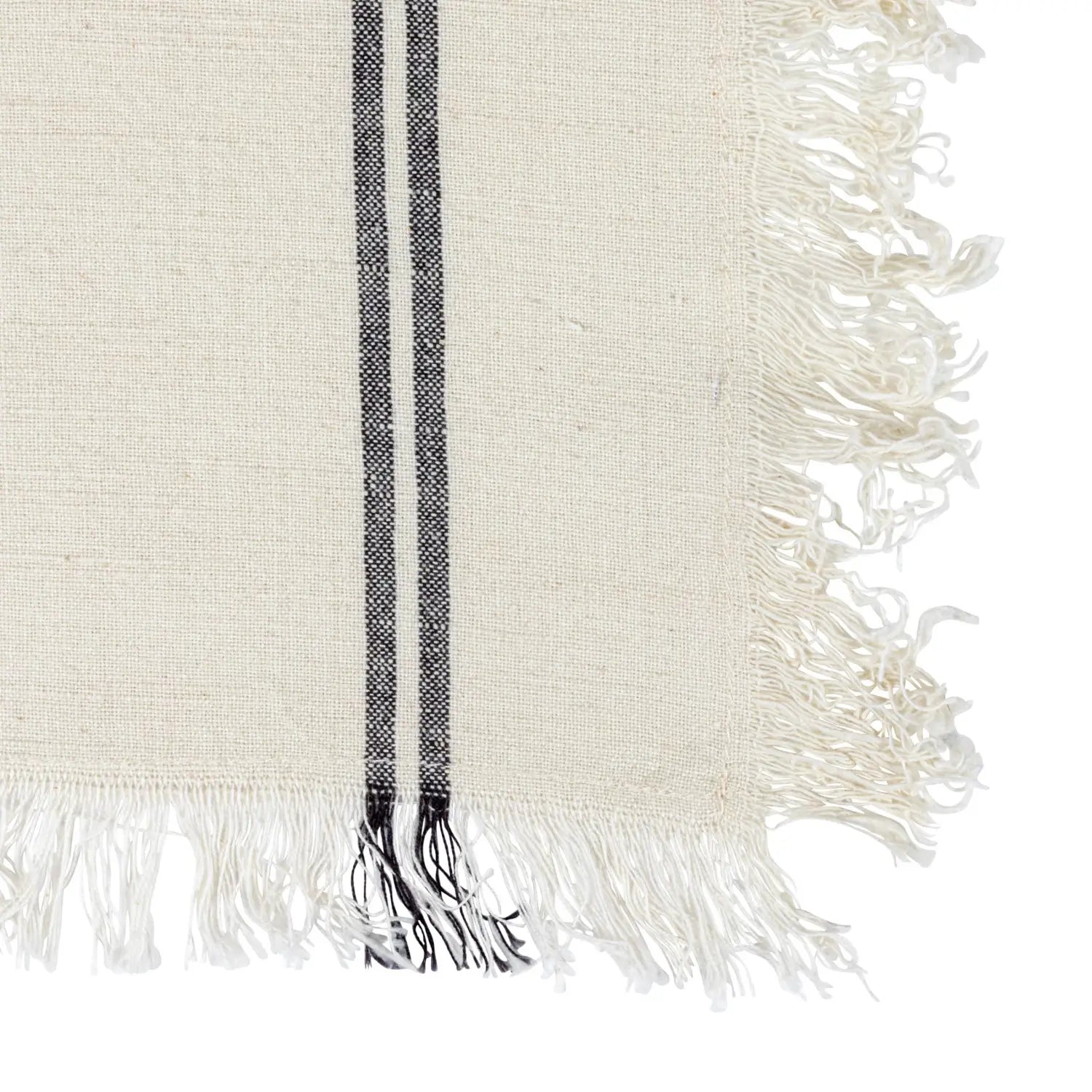 Farmhouse Striped Dish Towels with Fringe - Set of 2 Cotton Kitchen Towels for Drying Dishes, Hand Towels for Farmhouse Decor, Rustic Kitchen Accessories