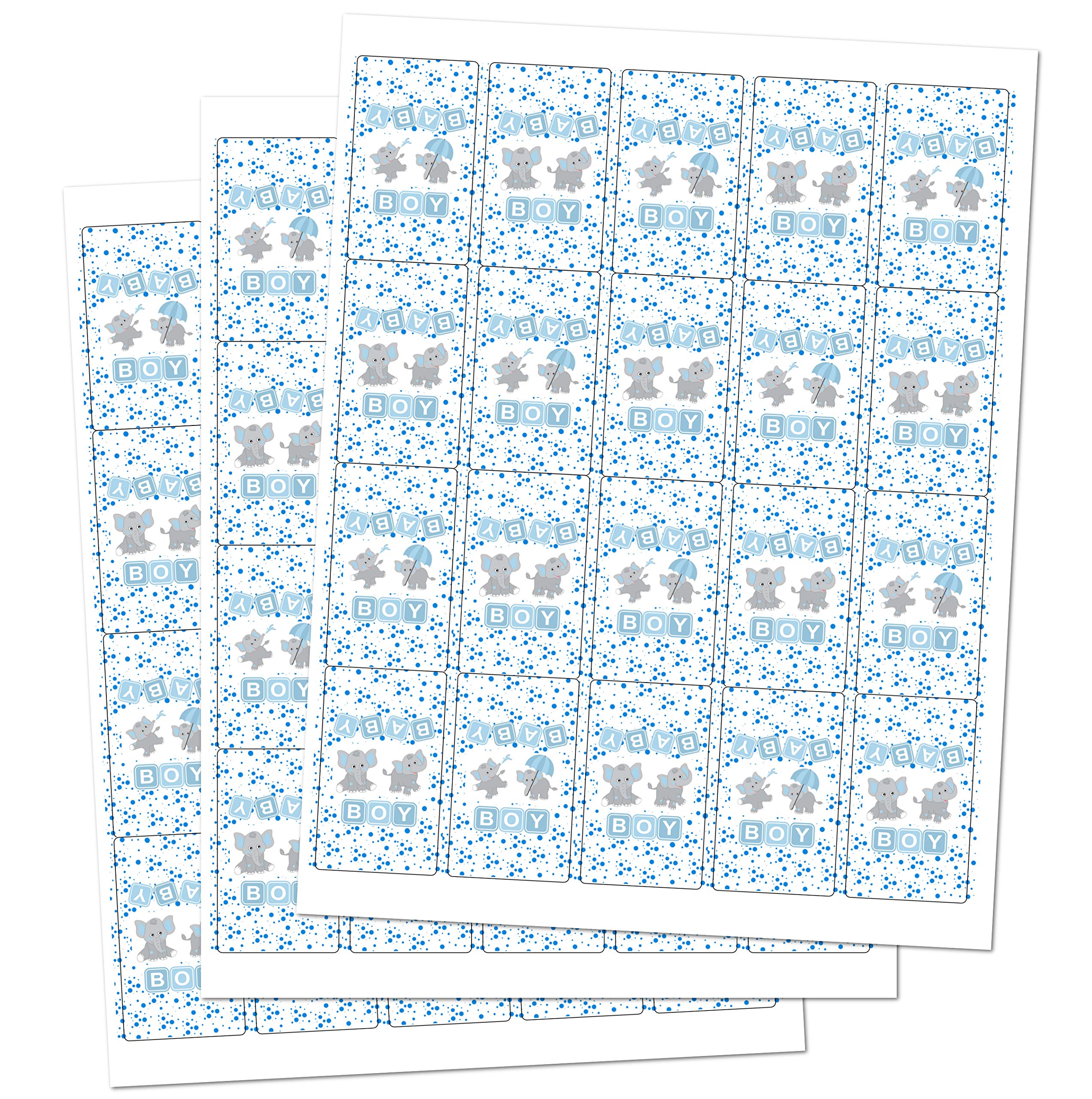 60-Pack Blue Elephant Baby Shower Candy Wrappers - 'It's a Boy' Mini Candy Bar Stickers for Baby Shower Decorations (Candy Not Included) | Perfect for Baby Shower Favors, Gender Reveal Parties & Nursery Decor | Made in USA