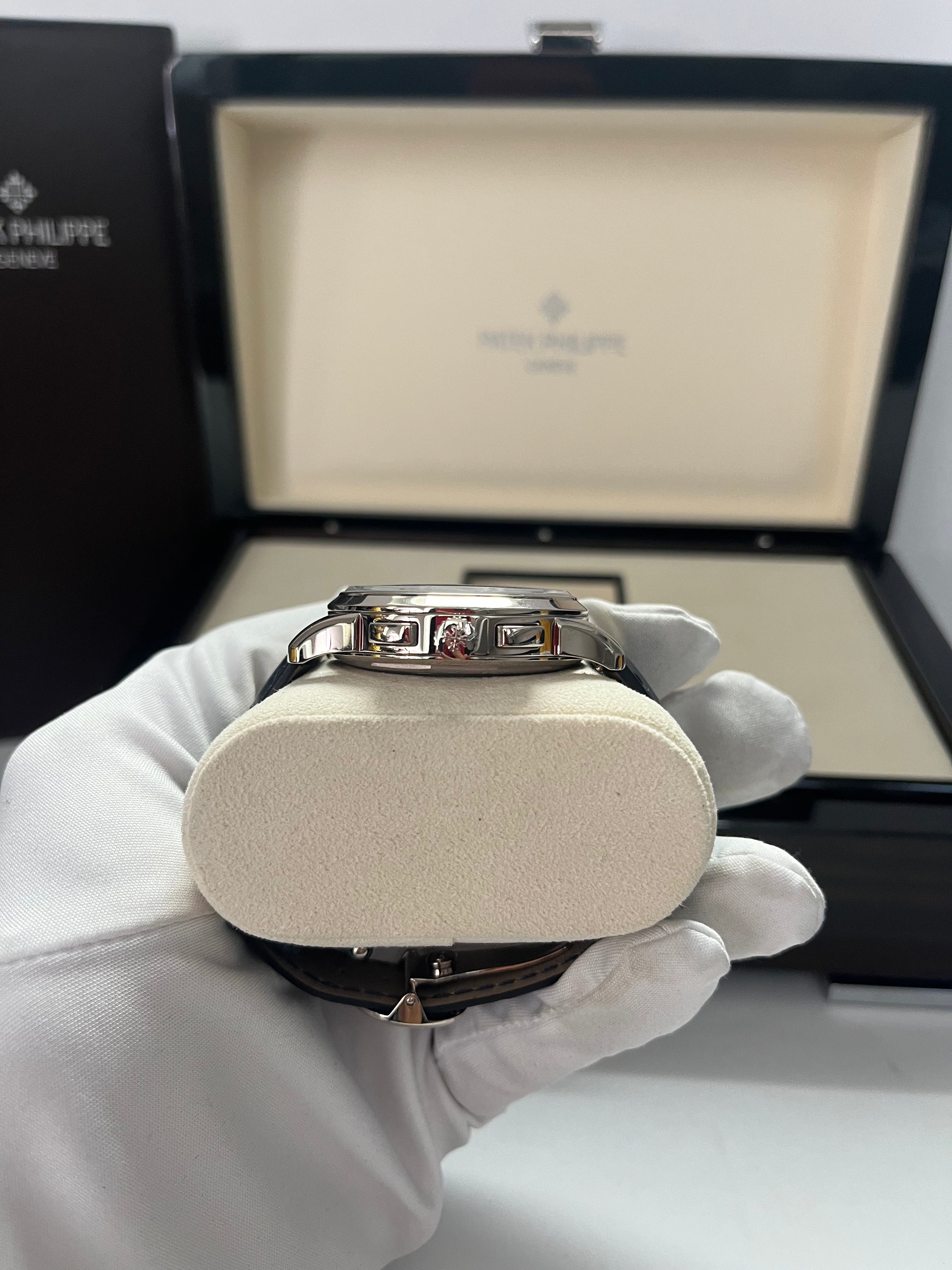 Patek Philippe World Time Chronograph Watch - 18K White Gold Case, Blue Dial, Ref#5930G-010 | Luxury Men's Watch for Business & Formal Occasions