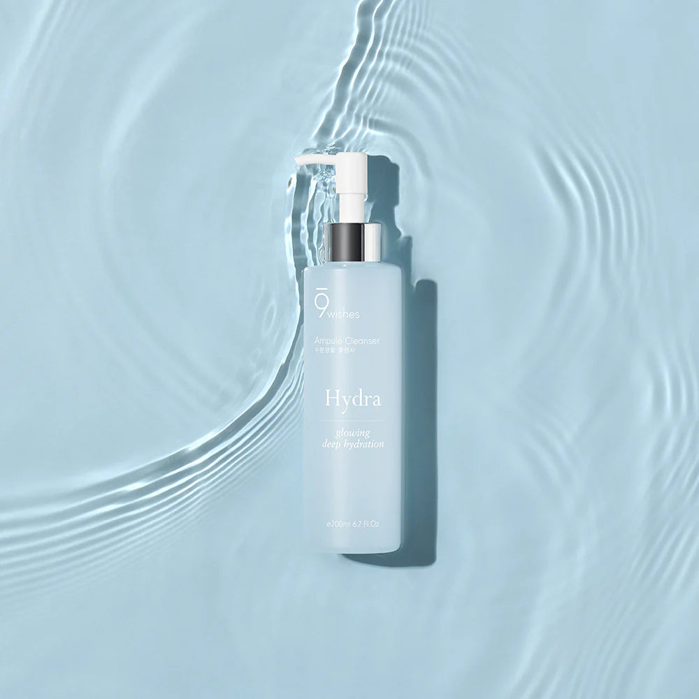 9wishes Hydra Ampoule Cleanser 200ml - Deep Cleansing & Hydrating Facial Wash for Dry & Sensitive Skin | Perfect for Daily Skincare Routine & Makeup Removal