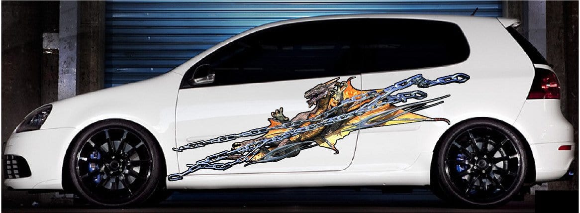 Premium Chained Dragon Vinyl Decals for Cars, Trucks & Semi Trailers - Waterproof Car Stickers for Vehicle Customization & Personalization - Perfect for Auto Enthusiasts & Decorative Racing Style