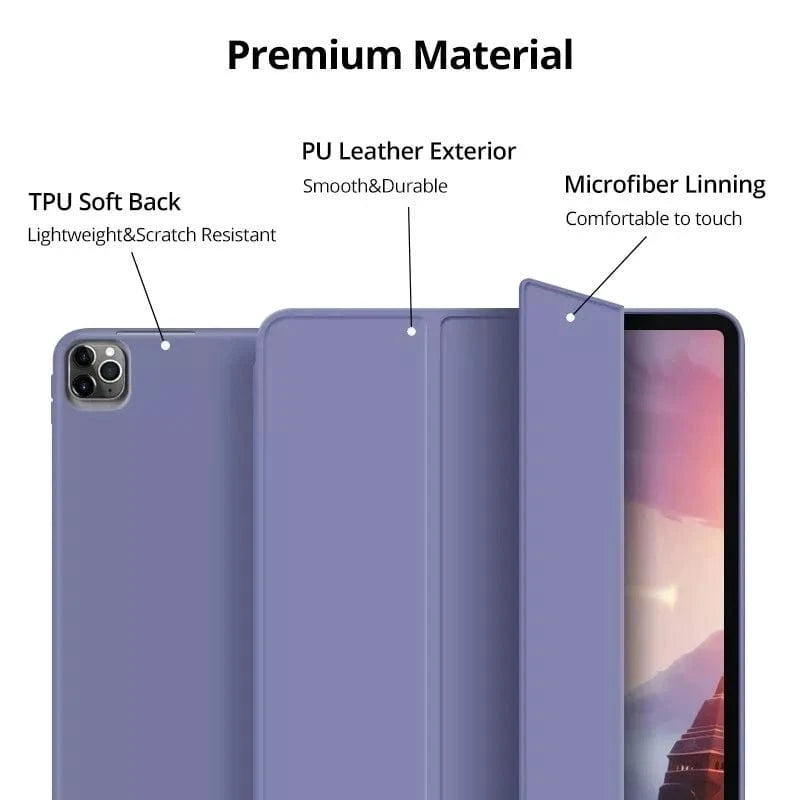 Shockproof TPU Case for iPad Pro 12.9 5th Generation (2021 Model) with Apple Pencil Slot - Durable Protective Cover for Work, Travel & School - Grey
