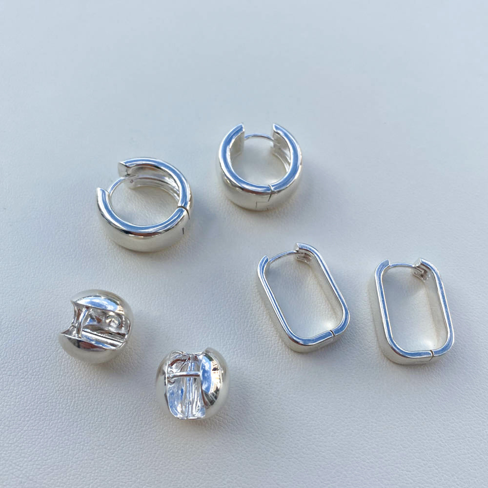 Silver Midi Paperclip Earrings for Women - Trendy Minimalist Hoop Earrings for Everyday Wear & Gift Giving
