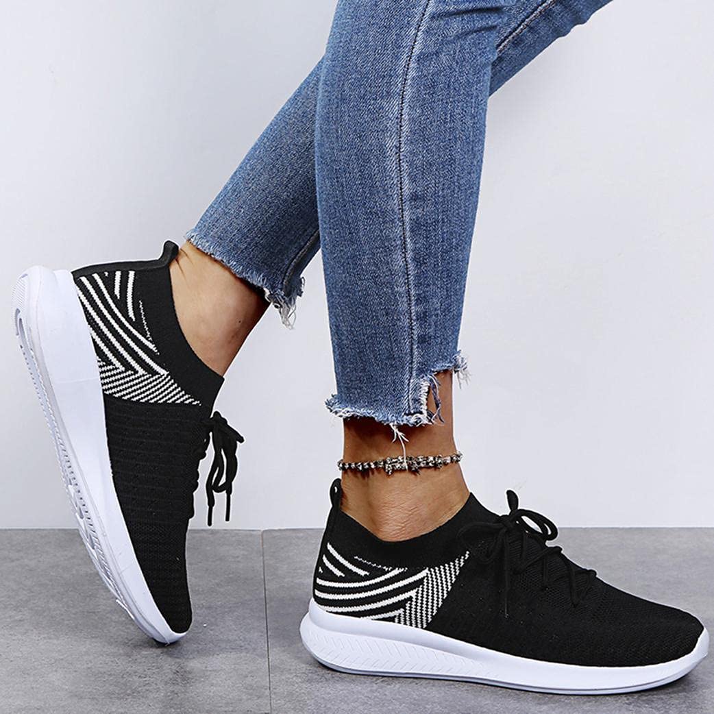 Hbeylia Breathable Lightweight Mesh Athletic Sneakers for Women & Men - Slip On & Lace Up Walking, Running, Tennis Shoes - Fashion Work Nurse Shoes & Driving Loafers for Boys & Girls (Black) - Perfect for Sports, Work & Casual Wear