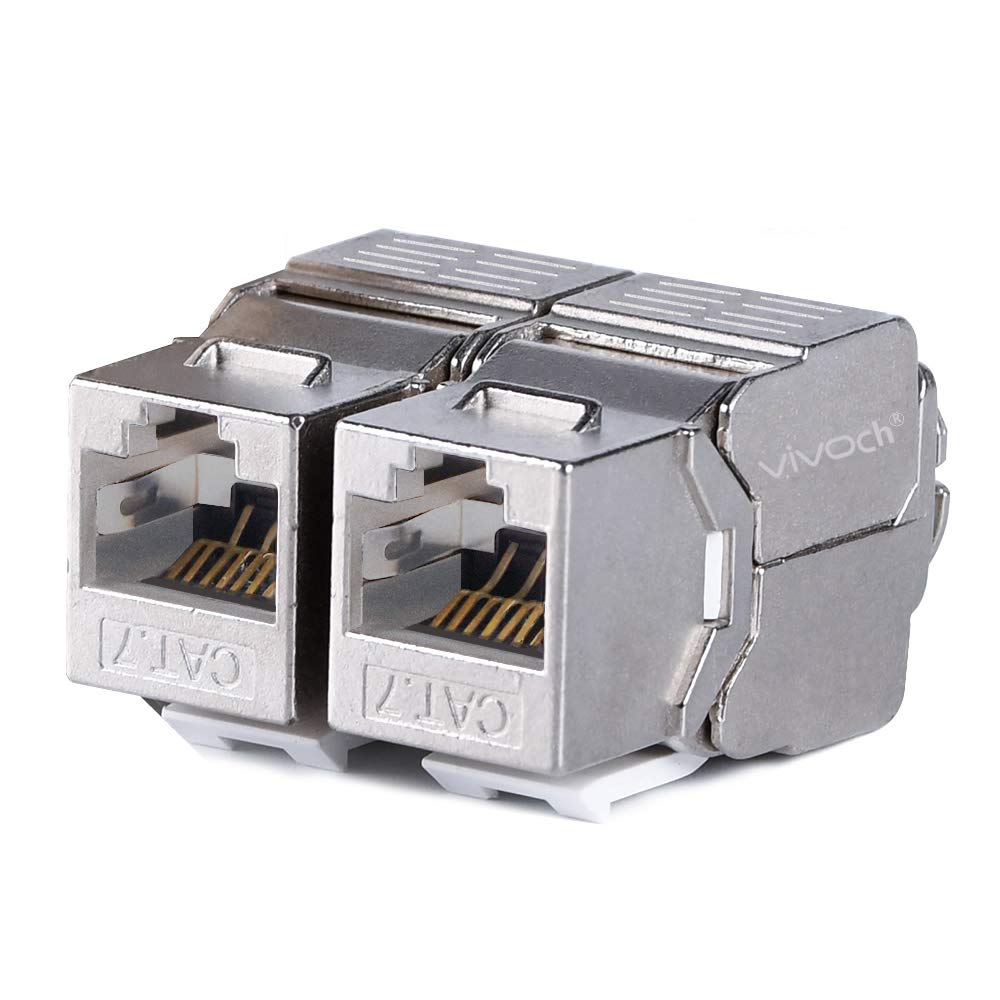 10 Pack Cat7 Keystone Jack - STP Shielded RJ45 Modular Connector, Zinc Alloy Tool-Less Design for 10G Ethernet - Perfect for Home/Office Network Setup & Server Room Installations