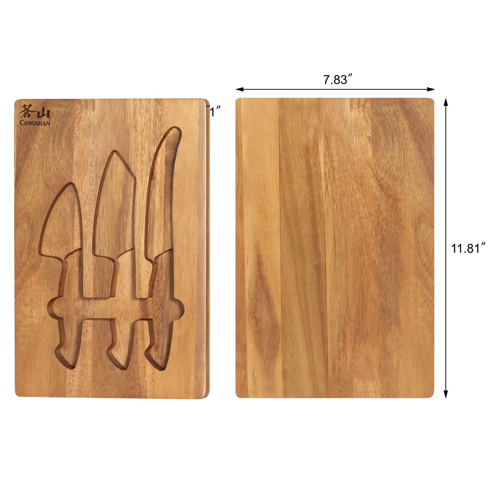 Cangshan 3-Piece Olive Wood Cheese Knife Set with Acacia Wood Cheese Board - Perfect for Wine Tasting, Charcuterie Boards & Entertaining Guests