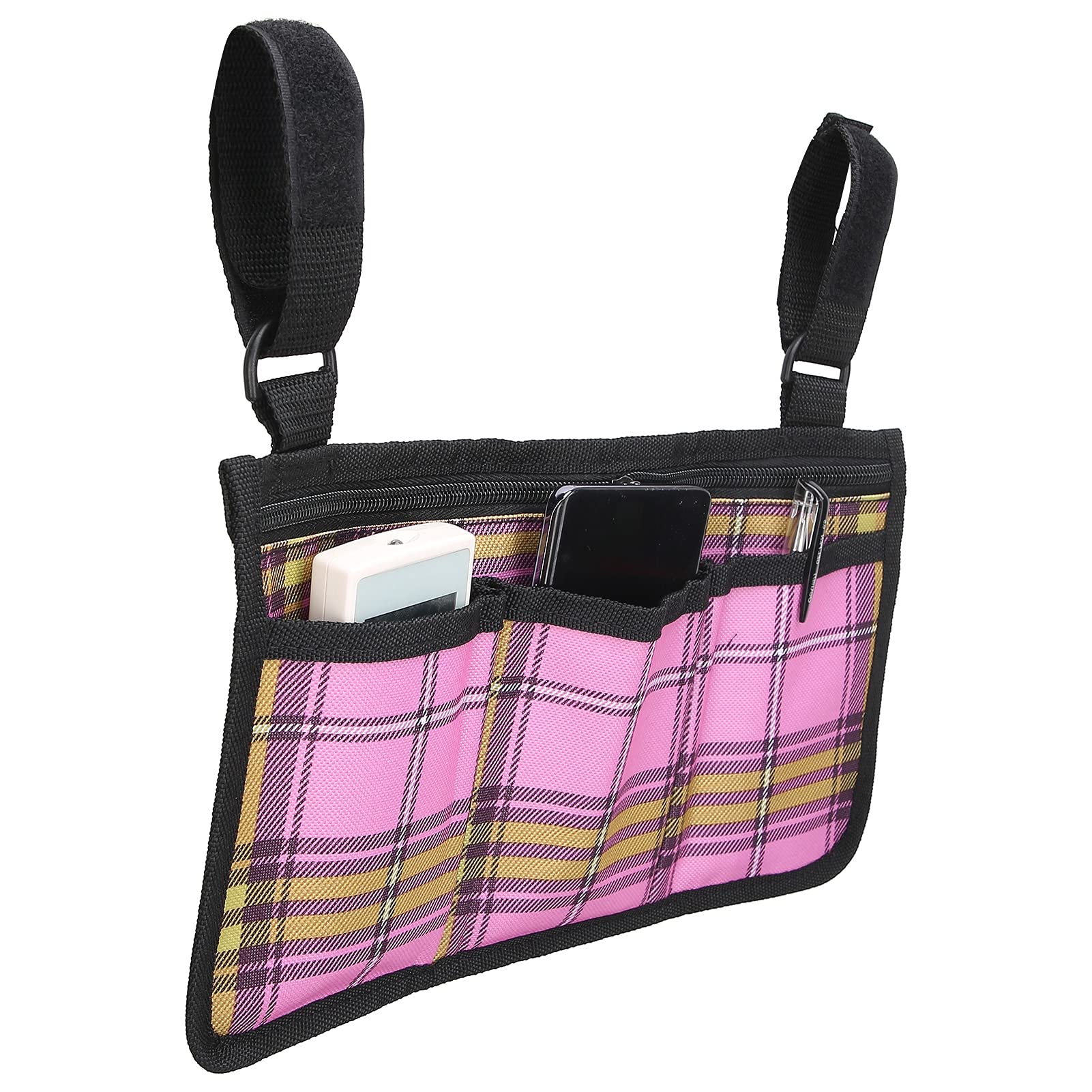 Multifunctional Wheelchair Armrest Side Bag - Oxford Cloth with Reflective Strips for Wheelchairs & Office Chairs | Durable Storage Organizer for Daily Use, Travel & Home Care