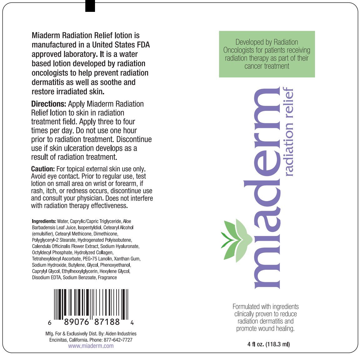 Miaderm Radiation Relief Lotion - 3 Pack for Radiation Therapy & Sunburn Relief | Dermatologist Recommended for Skin Protection & Healing