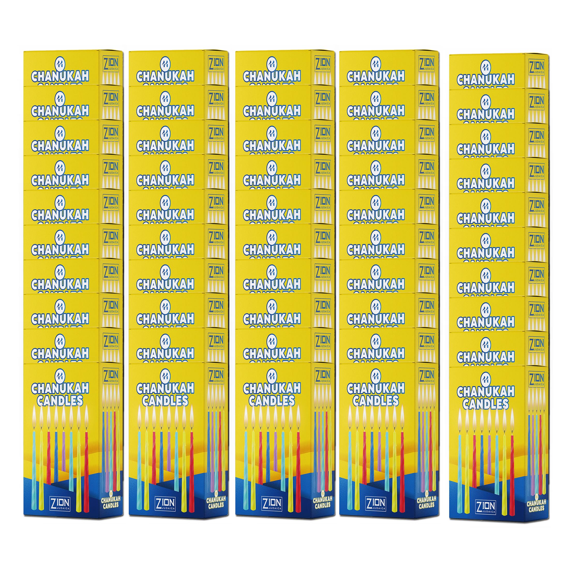 Bulk Hanukkah Candles 50 Sets - 44 Assorted Colorful 3.75