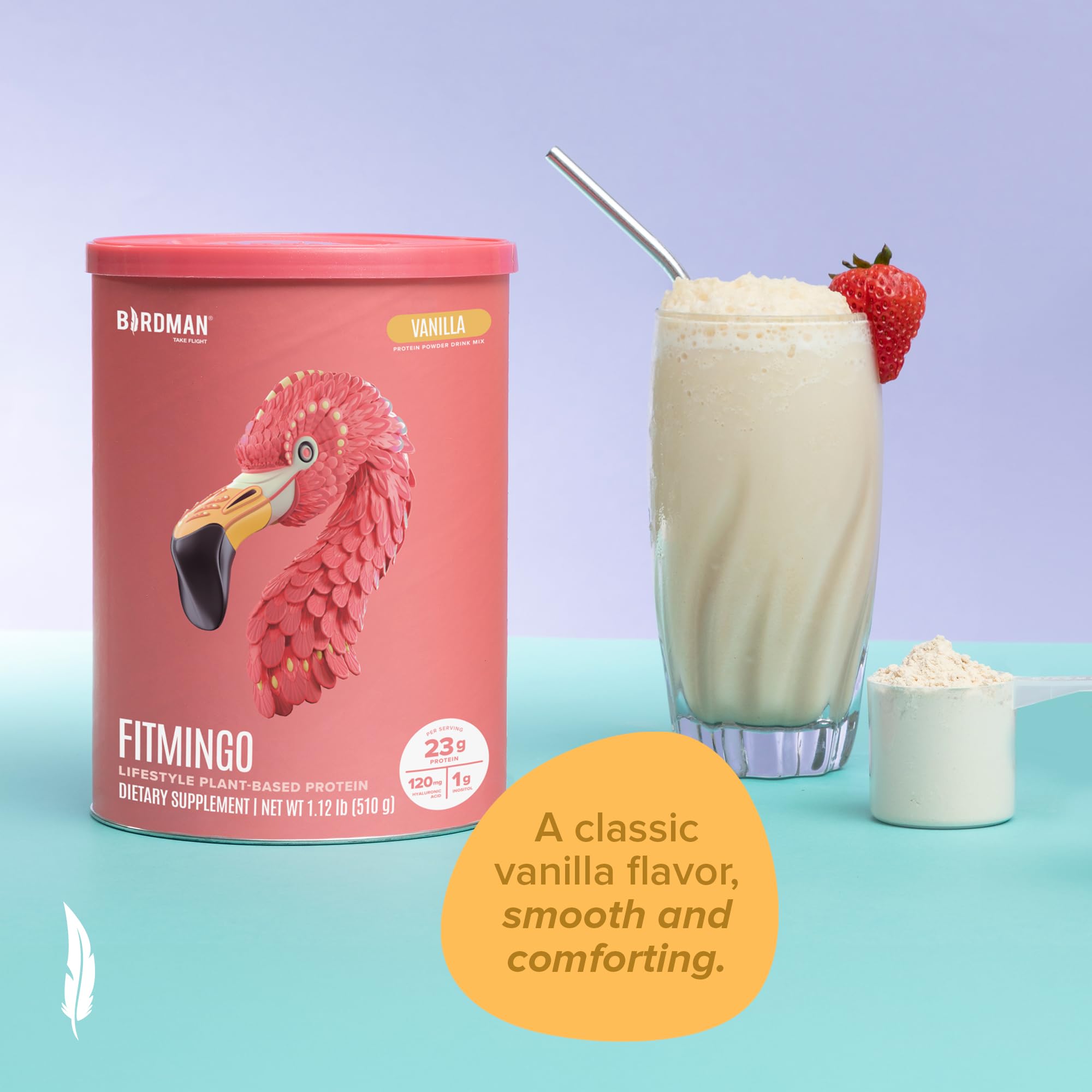 Fitmingo Vegan Protein Powder with Inositol, Collagen Boosters & Hyaluronic Acid | 23g Plant-Based Vanilla Protein, Low Carb, Dairy Free, Gluten Free | Supports Muscle Recovery & Healthy Skin - Perfect for Smoothies, Baking & Post-Workout Nutrition