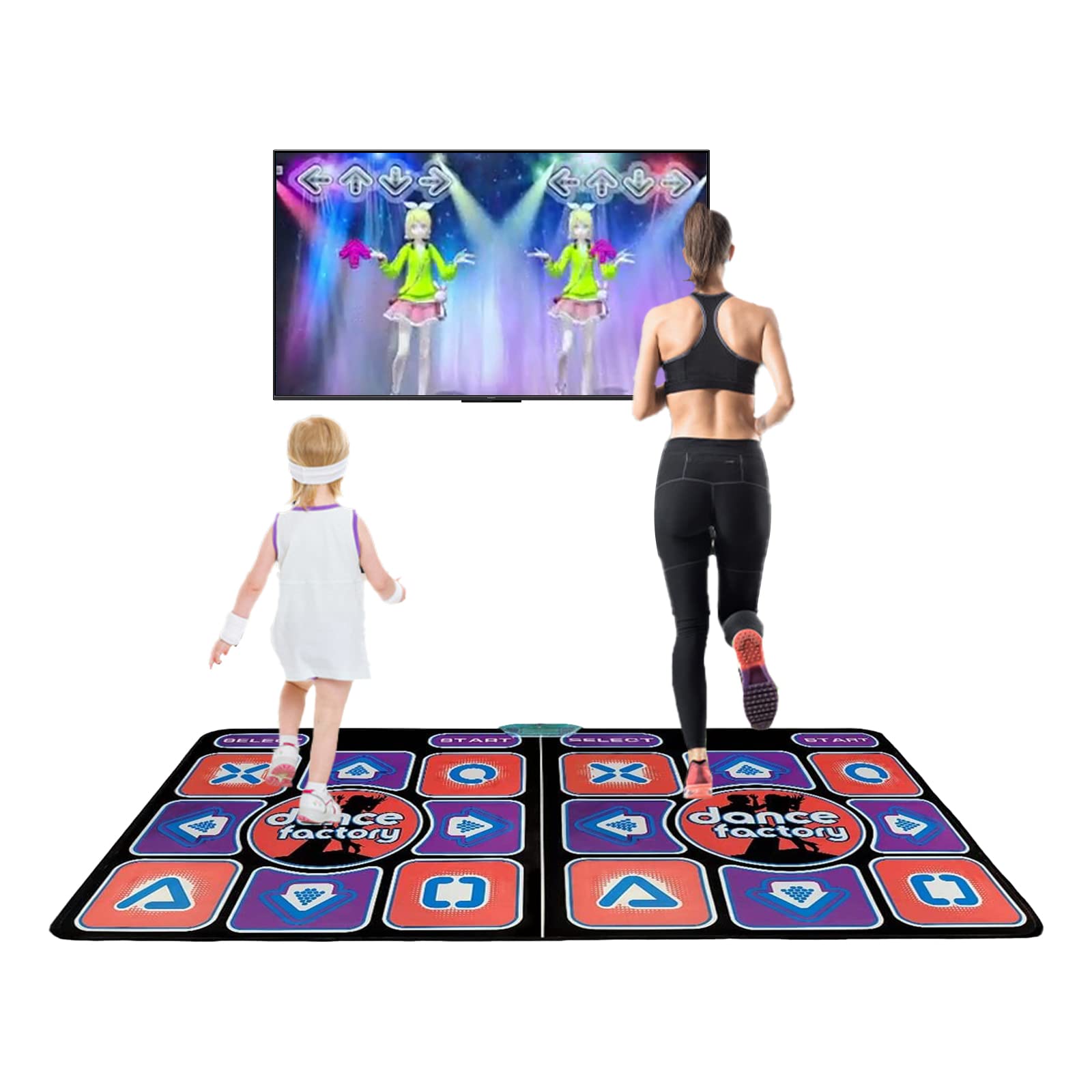 Grenf Double Dance Mat for Kids & Adults - Non-Slip Electronic Dance Pad with 200 Songs & 68 Games, RCA Interface, Perfect for Family Fun, Parties, and Fitness Workouts
