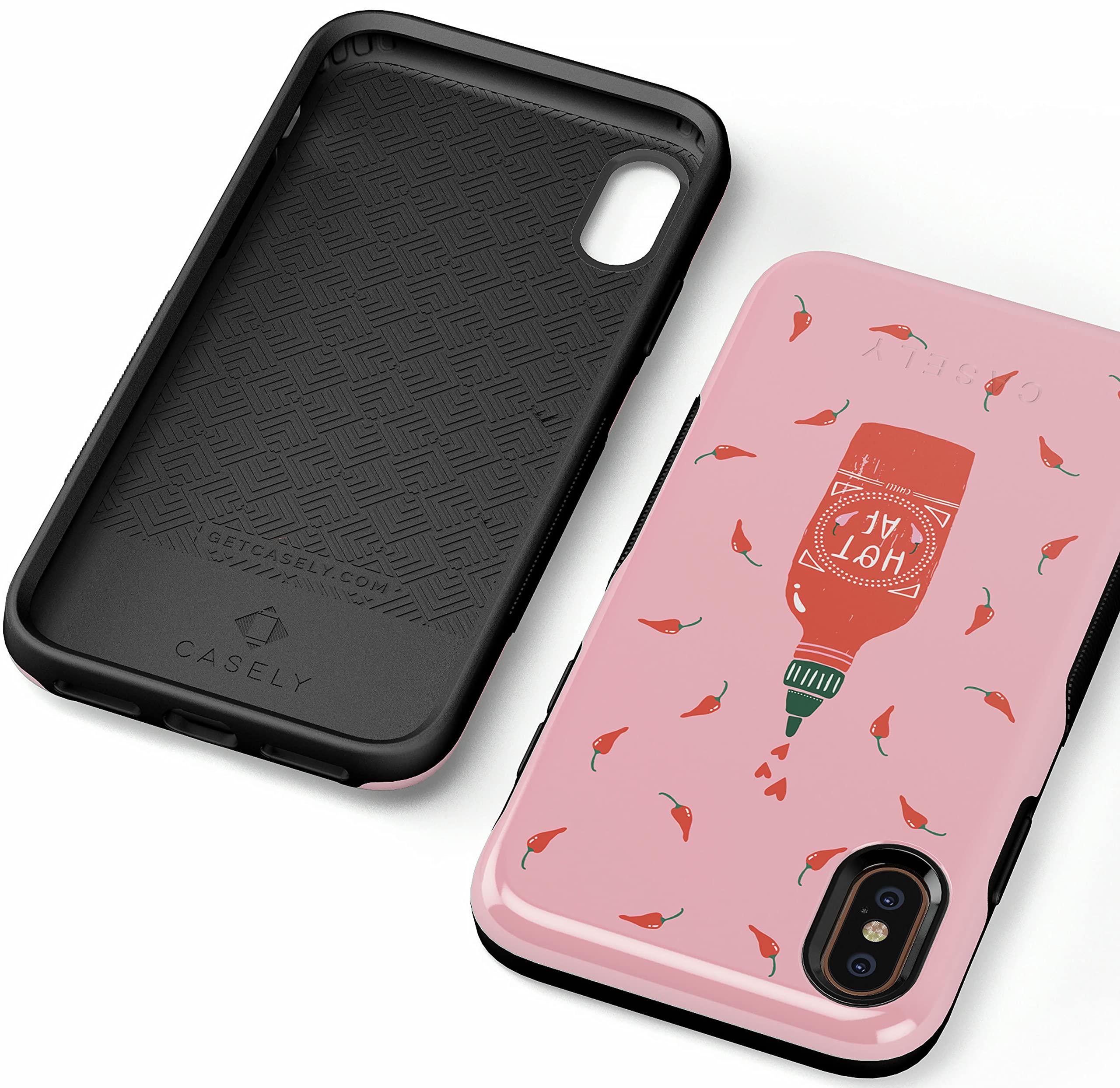 Casely iPhone Xs Max Case - Spicy AF Pink Chili Hot Sauce Design | Shockproof Protective Phone Cover | Perfect for Foodies, Hot Sauce Lovers & Trendy Accessories