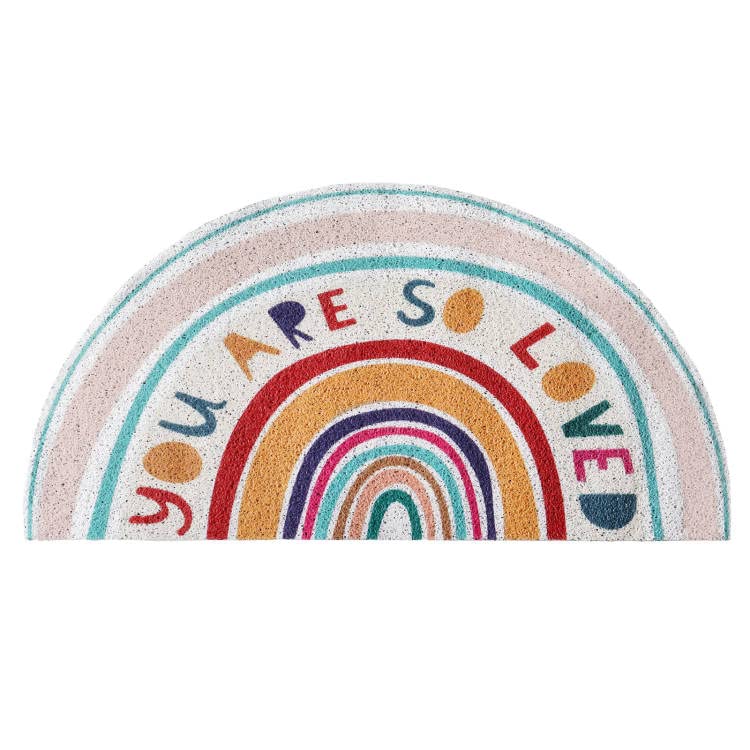 Non-Slip Semi-Circle Rainbow Doormat - Cute Indoor/Outdoor Welcome Rug for Doorway, Living Room, Bedroom & Bathroom - 31.5x15.7 Inch - Perfect for Home Decor, Front Porch & High-Traffic Areas