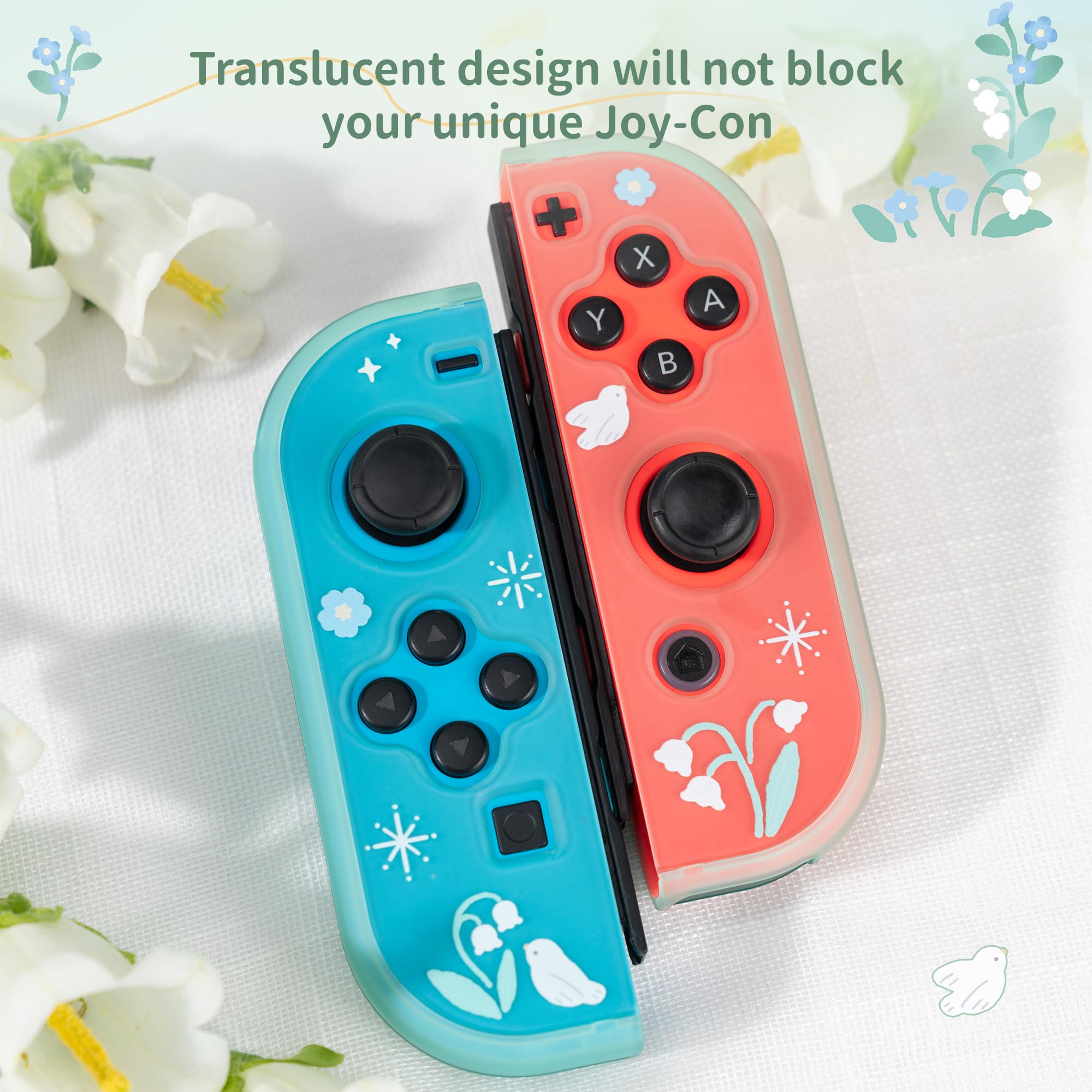 GeekShare Kawaii Switch Slim Hard Protective Cover Case Compatible with Nintendo Switch - Lily of The Valley Design | Durable Shell for Standard Switch | Perfect for Travel & Gaming Protection