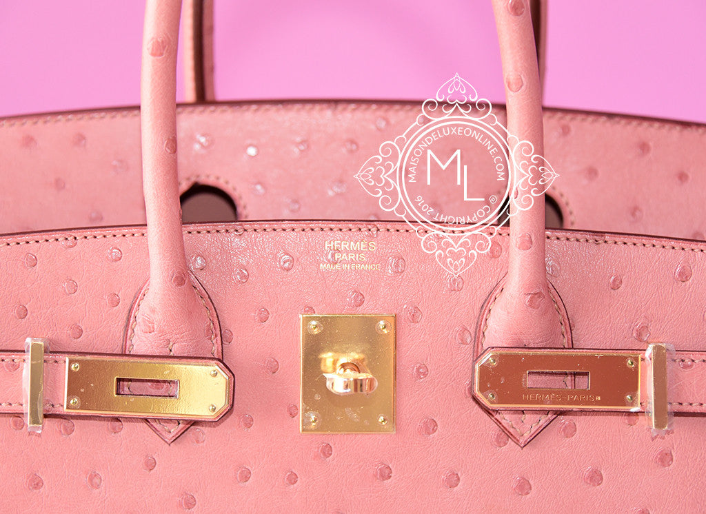 Luxury Hermes Birkin 30 Handbag in Pink Terre Cuite with Gold Hardware - Ostrich Leather Designer Purse for Women | Perfect for Parties, Weddings & Special Occasions