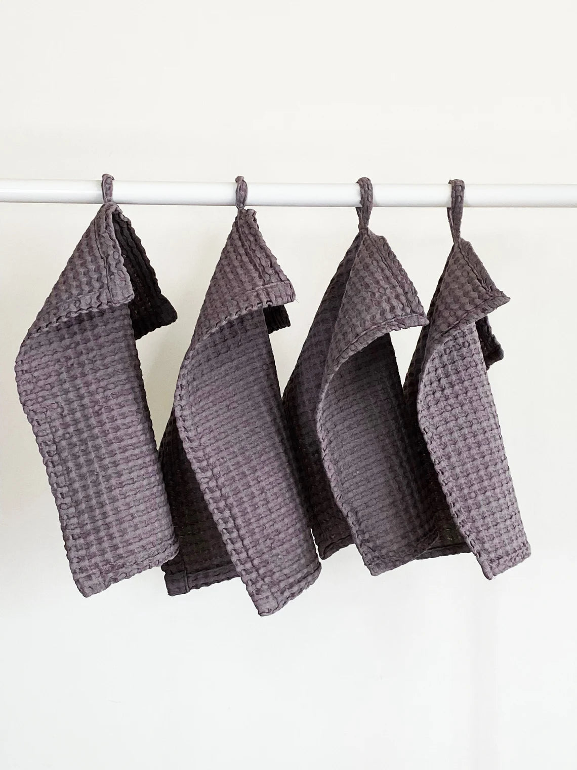 Soft Grey Waffle Weave Face Cloths Set of 4 - Exfoliating & Gentle Facial Towels for Skincare, Makeup Removal & Spa Day