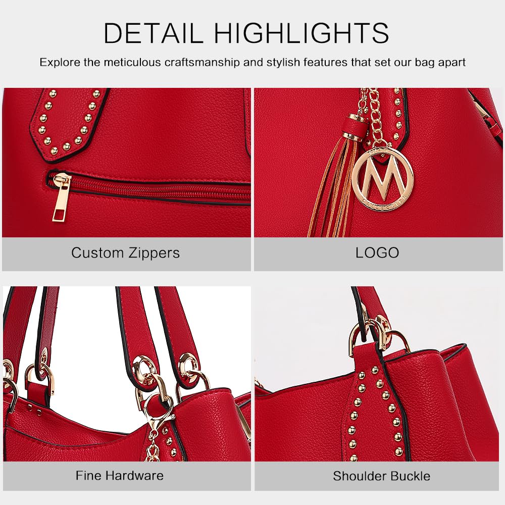 MKF Collection Vegan Leather Hobo Bag for Women - Stylish Tassel Shoulder Bag & Crossbody Purse with Double Handles by Mia K | Perfect for Work, Travel & Everyday Use
