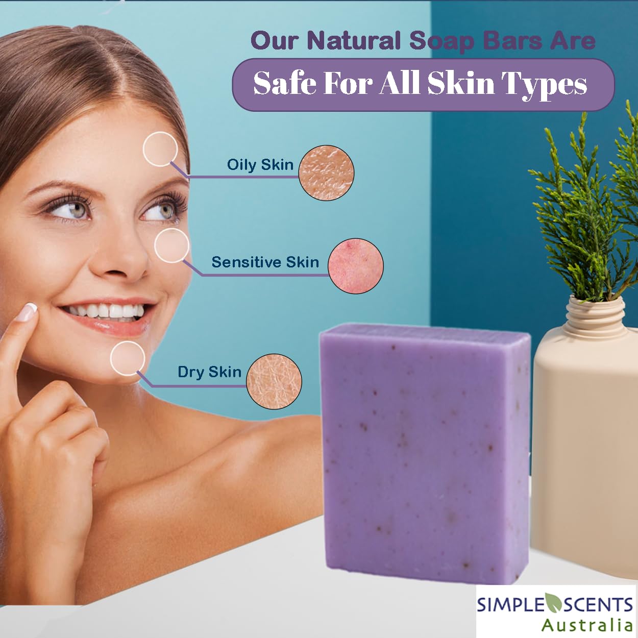 Lavender Scented Natural Soap Bars - Moisturizing Shea Butter for Bath & Body Care