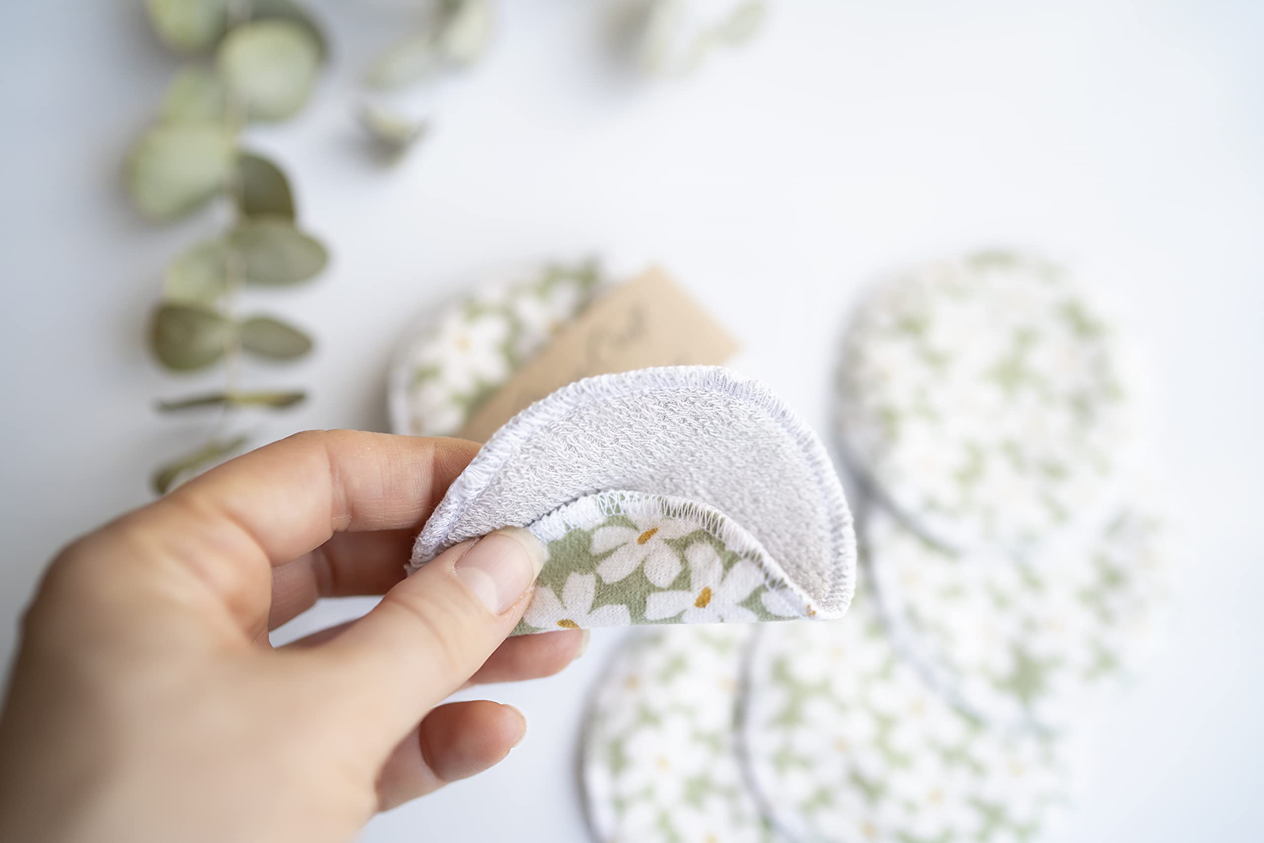 Eco-Friendly Reusable Makeup Remover Pads - 5 Pack Bamboo Cotton Rounds with Soft Fleece Backing | Gentle Face Cleansing for Daily Skincare Routine