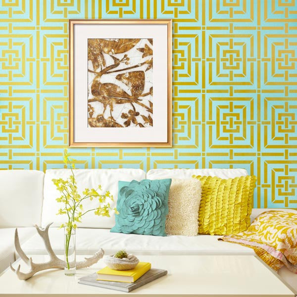 Mykonos Trellis Wall Stencil - DIY Home Decor Stencils for Painting, Wall Art, and Creative Projects - Perfect for Bedrooms, Living Rooms, and Accent Walls