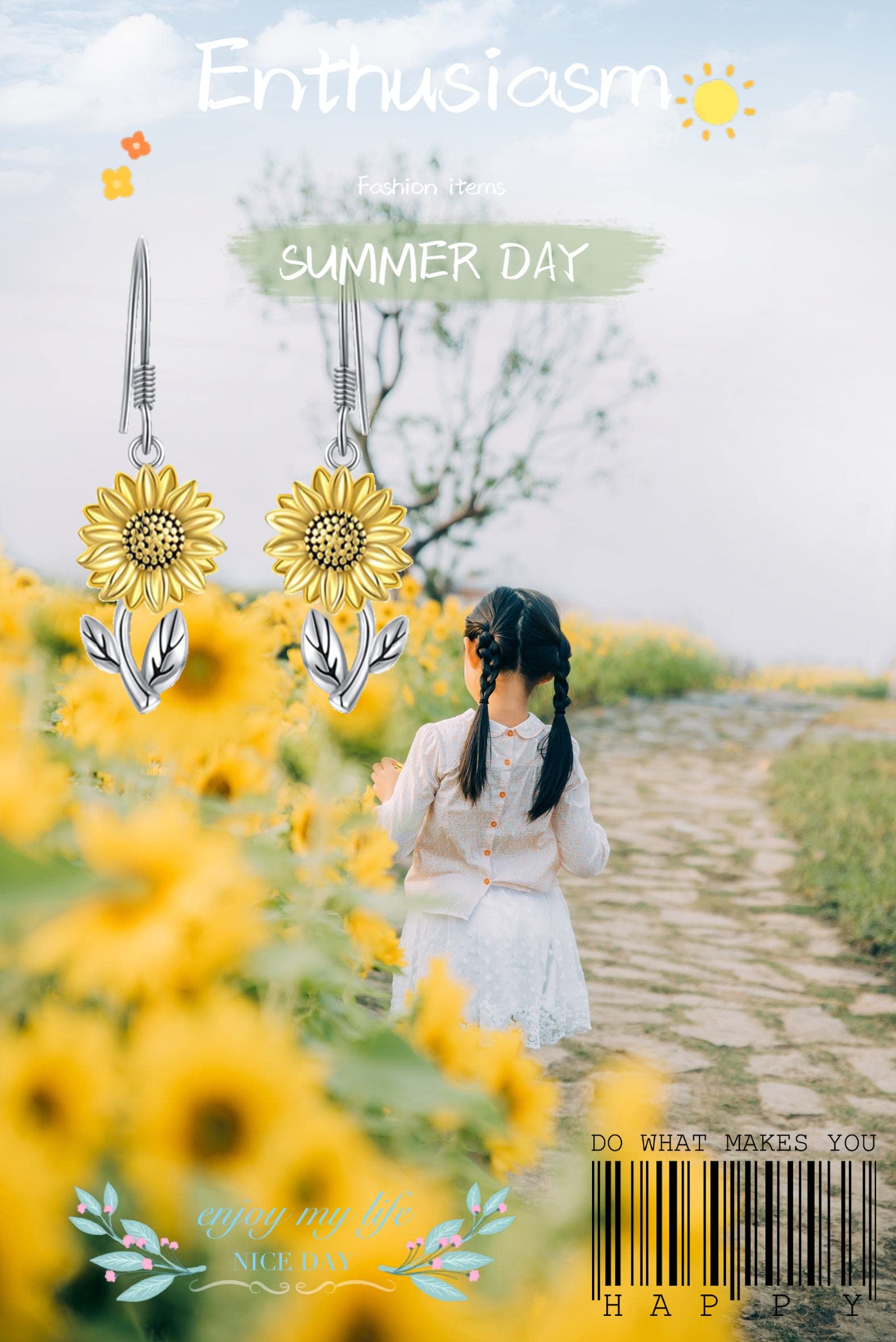 GAUEIOUR Sunflower Drop Dangle Earrings - Fashionable Bronze Jewelry for Women | Elegant Floral Earrings Symbolizing Passion, Warmth & Sunshine | Perfect for Summer Outfits, Weddings & Boho Style